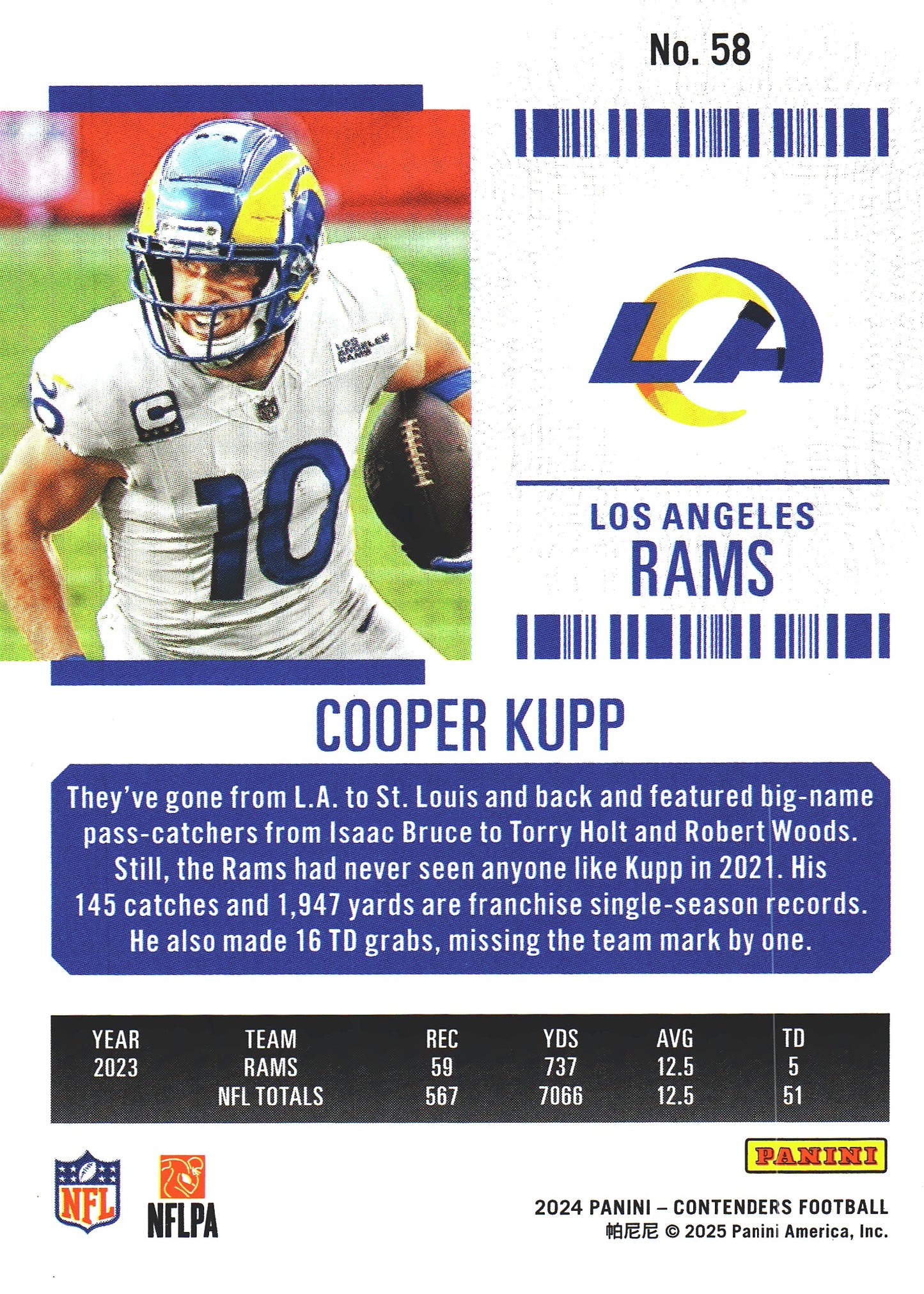2024 Panini Contenders Mojo Cooper Kupp #58 Los Angeles Rams