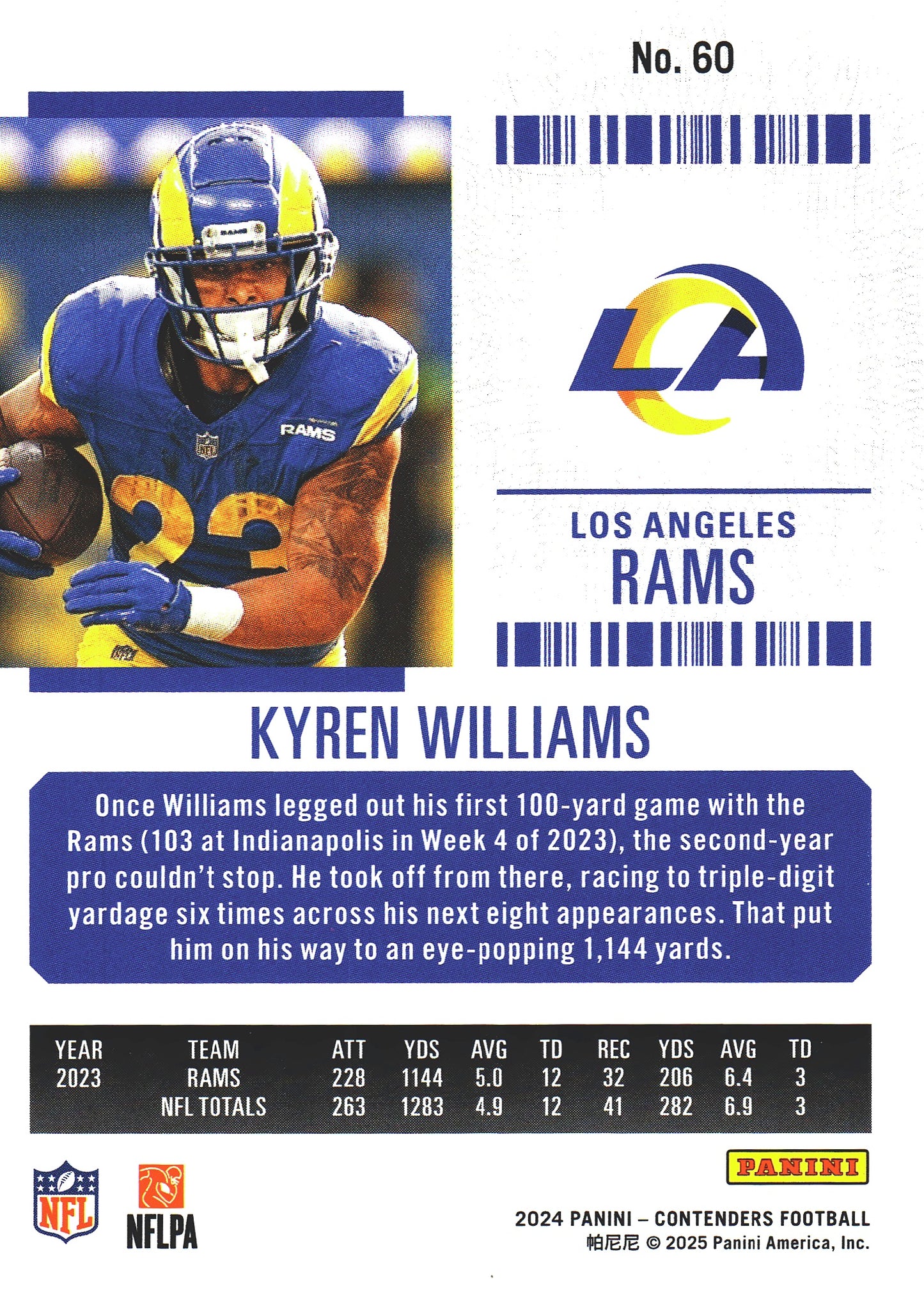 2024 Panini Contenders Mojo Kyren Williams #60 Los Angeles Rams