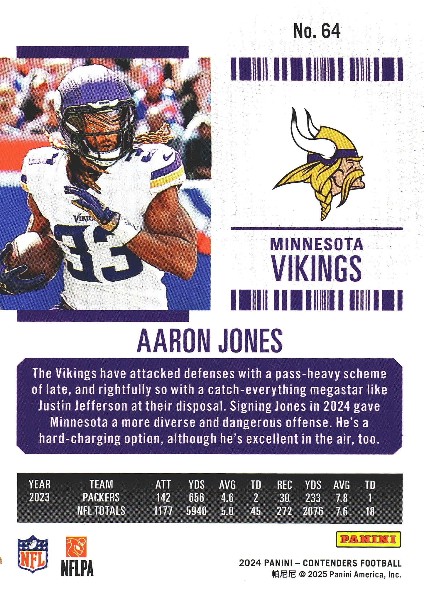 2024 Panini Contenders Mojo Aaron Jones #64 Minnesota Vikings