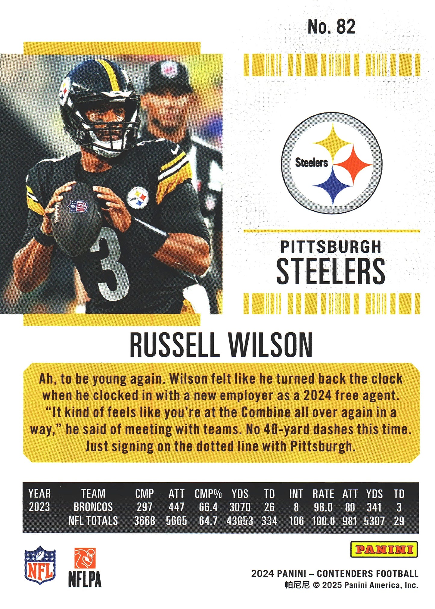 2024 Panini Contenders Mojo Russell Wilson #82 Pittsburgh Steelers