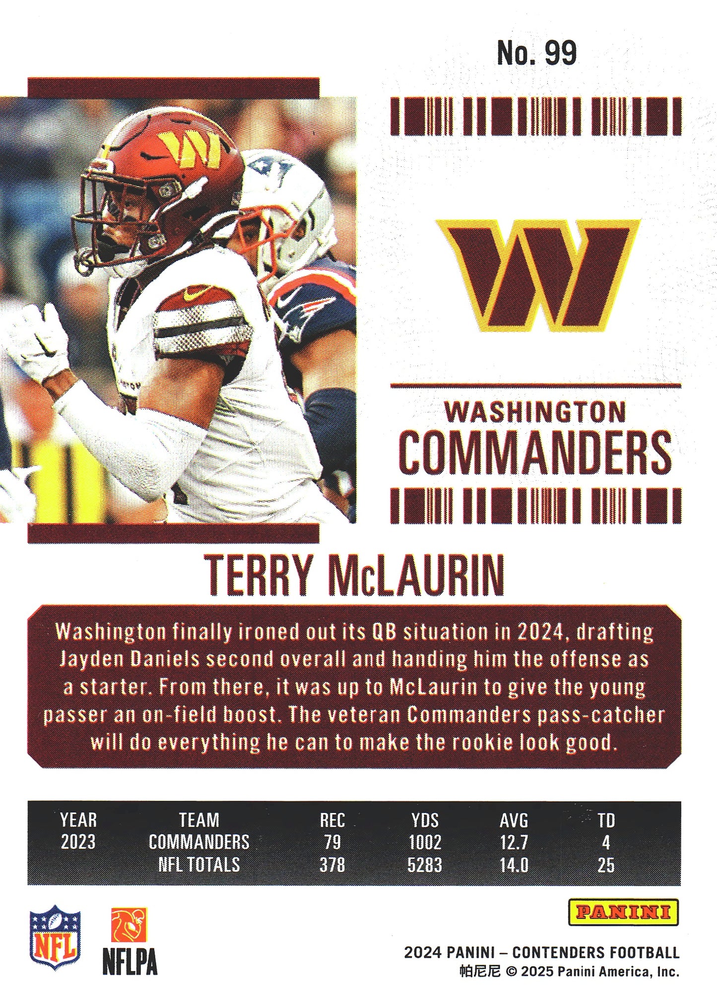 2024 Panini Contenders Mojo Terry McLaurin #99 Washington Commanders