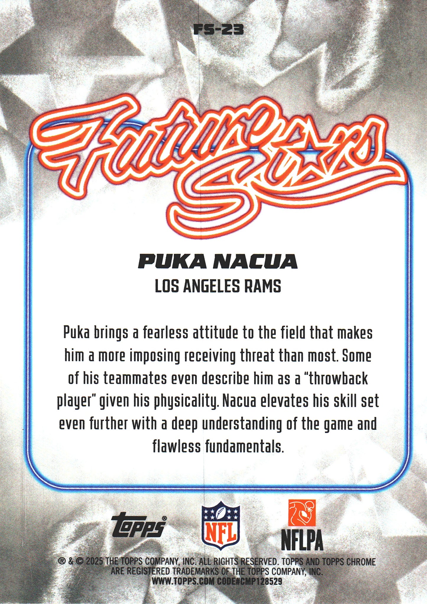 2025 Topps Chrome NFL Future Stars Puka Nacua #FS-23 Los Angeles Rams