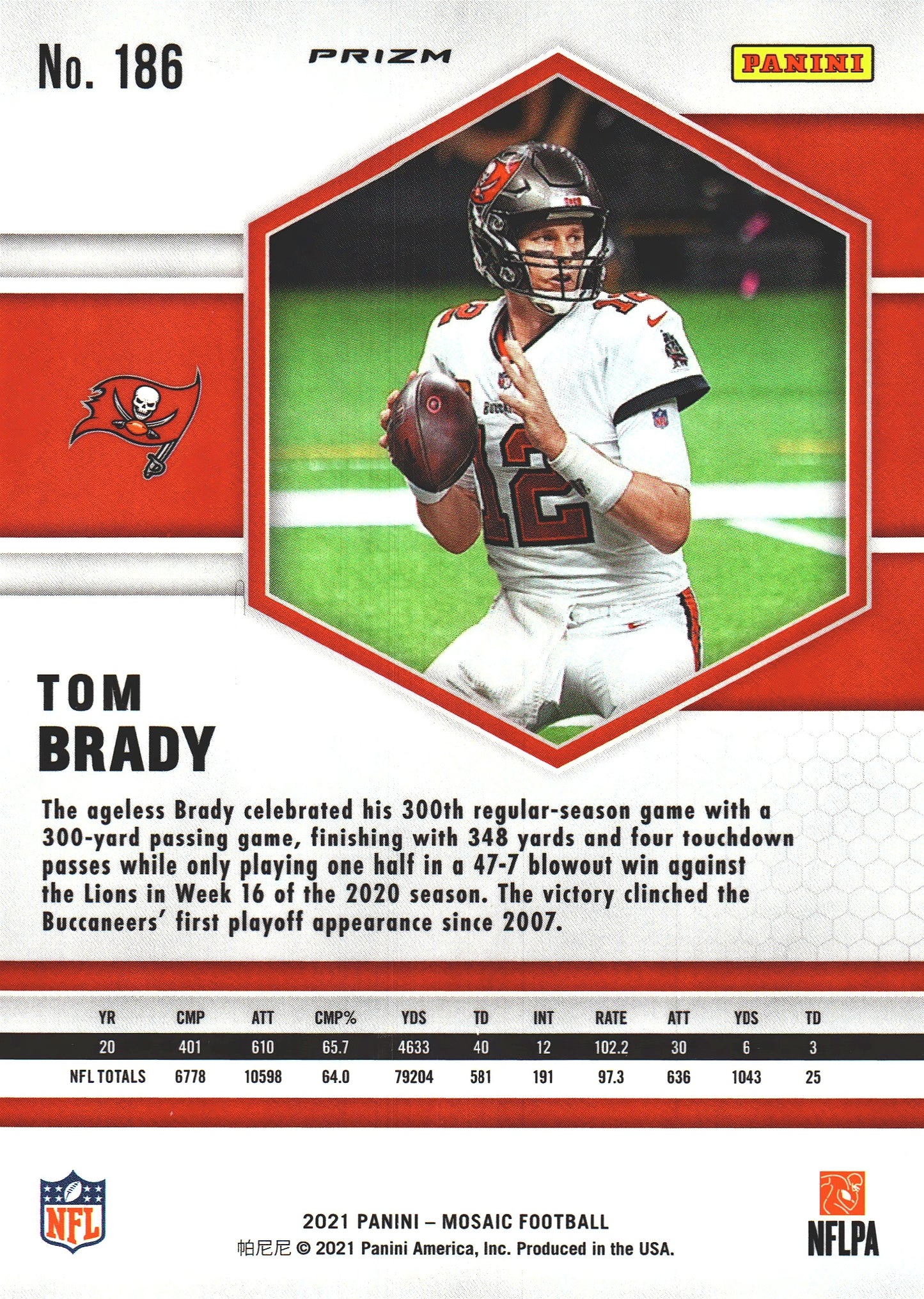 2021 Panini Mosaic Pink Camo Tom Brady #186 Tampa Bay Buccaneers