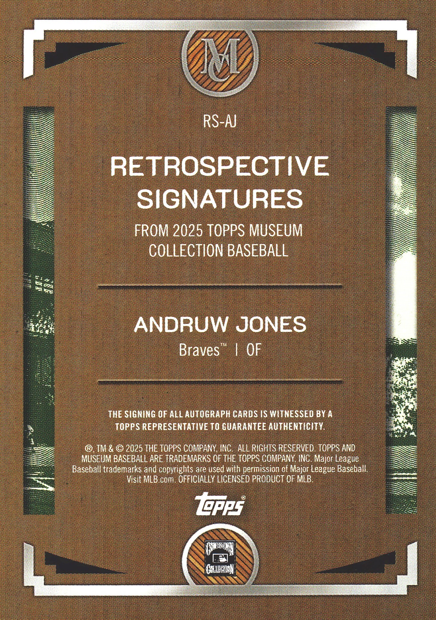 2025 Topps Museum Collection Retrospective Auto /15 Andruw Jones #RS-AJ Atlanta Braves