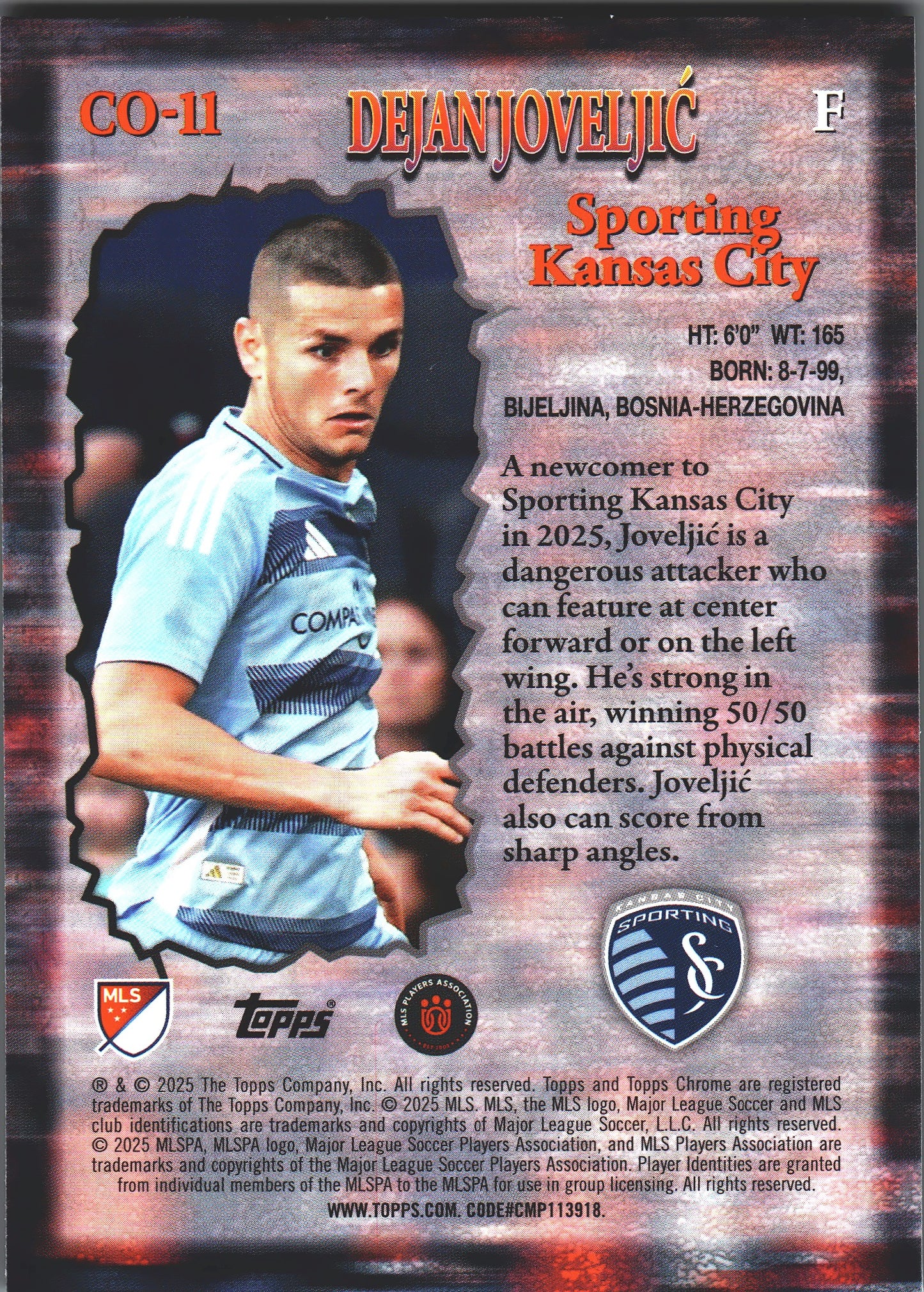 2025 Topps Chrome MLS Class of Their Own Dejan Joveljic #CO-11 Sporting Kansas City