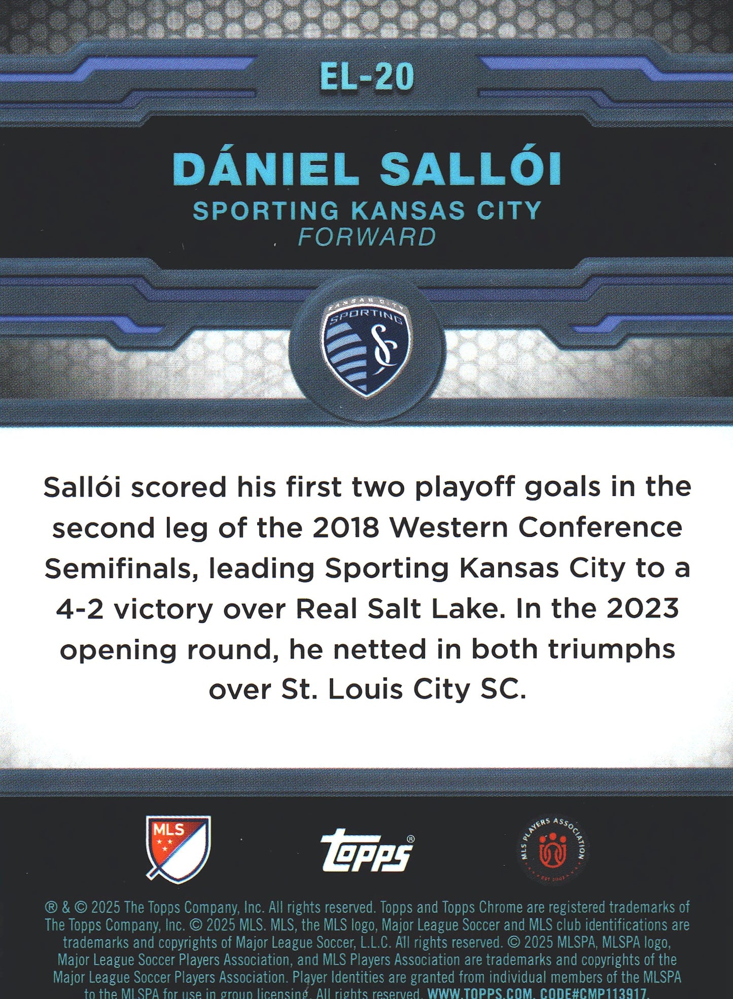 2025 Topps Chrome MLS Elimination Daniel Salloi #EL-20 Sporting Kansas City