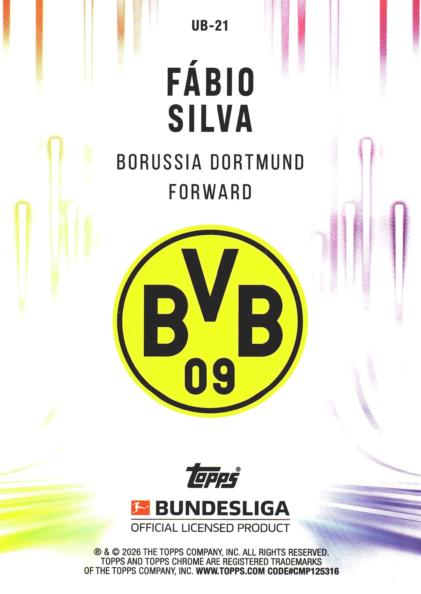 2025 Topps Chrome Bundesliga Ultrabeam Fabio Silva #UB-21 Borussia Dortmund