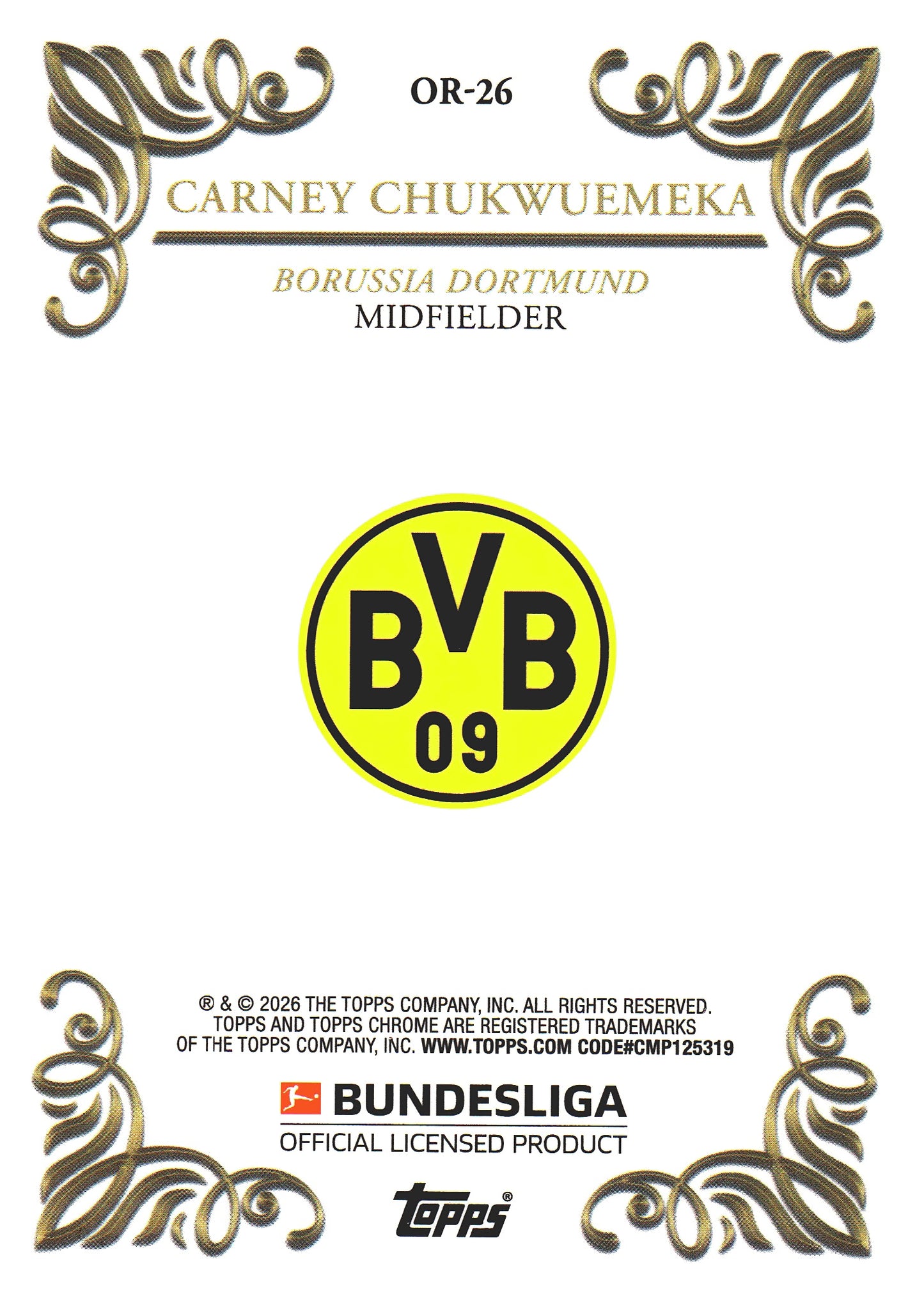 2025 Topps Chrome Bundesliga Ornaments Carney Chukwuemeka #OR-26 Borussia Dortmund