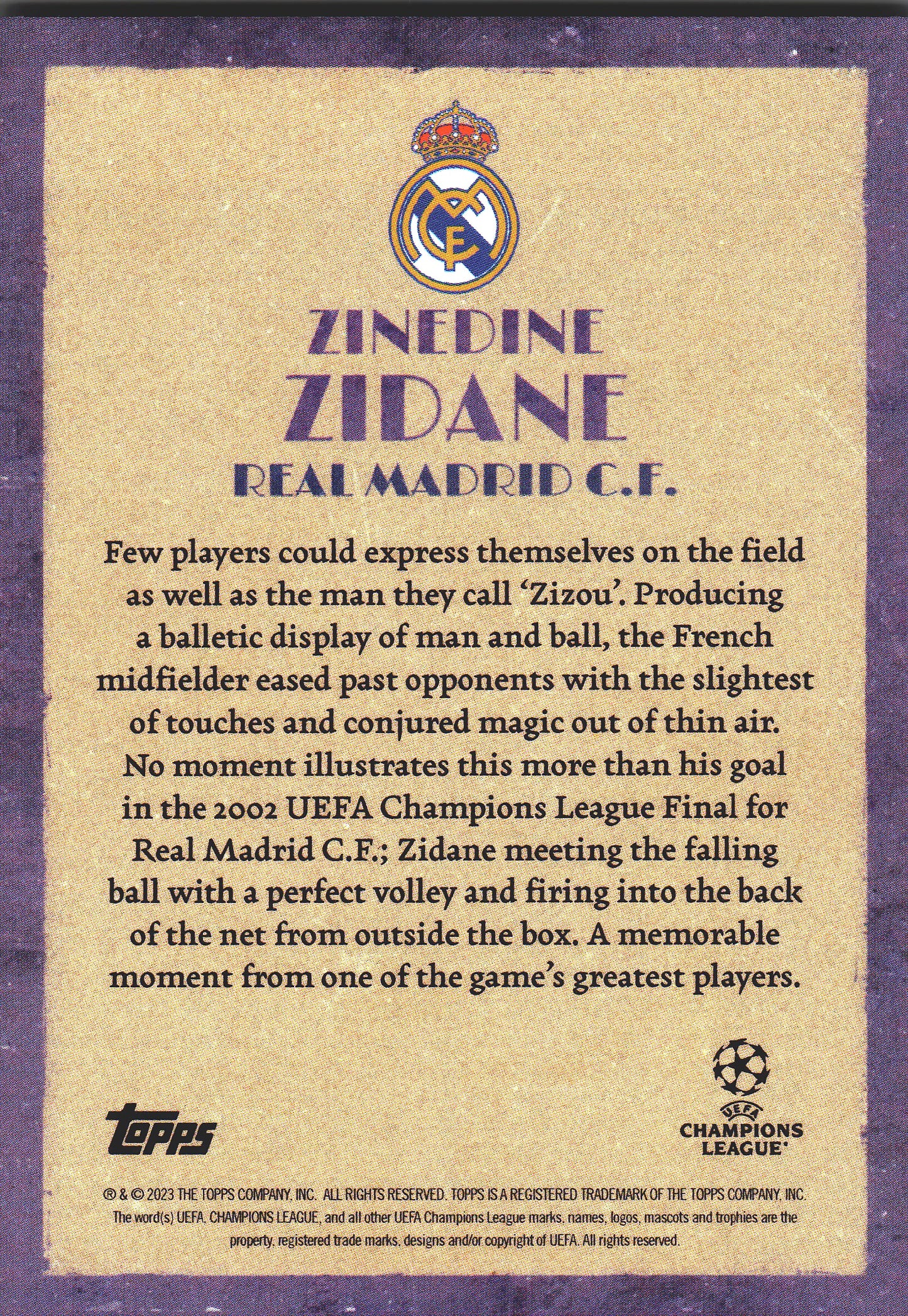 2023 Topps UCC Deco Artistry Zinedine Zidane Real Madrid