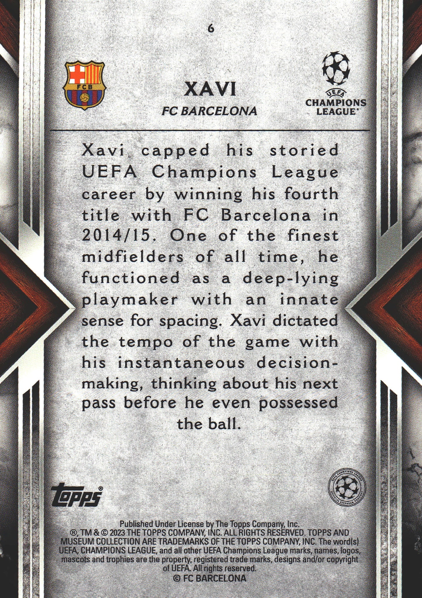 2022 Topps Museum UCC Ruby /25 Xavi #6 FC Barcelona