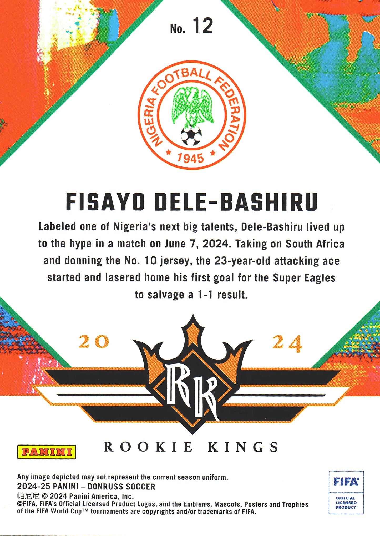 2024 Panini Donruss Rookie Kings Silver Fisayo Dele-Bashiru #12 Nigeria