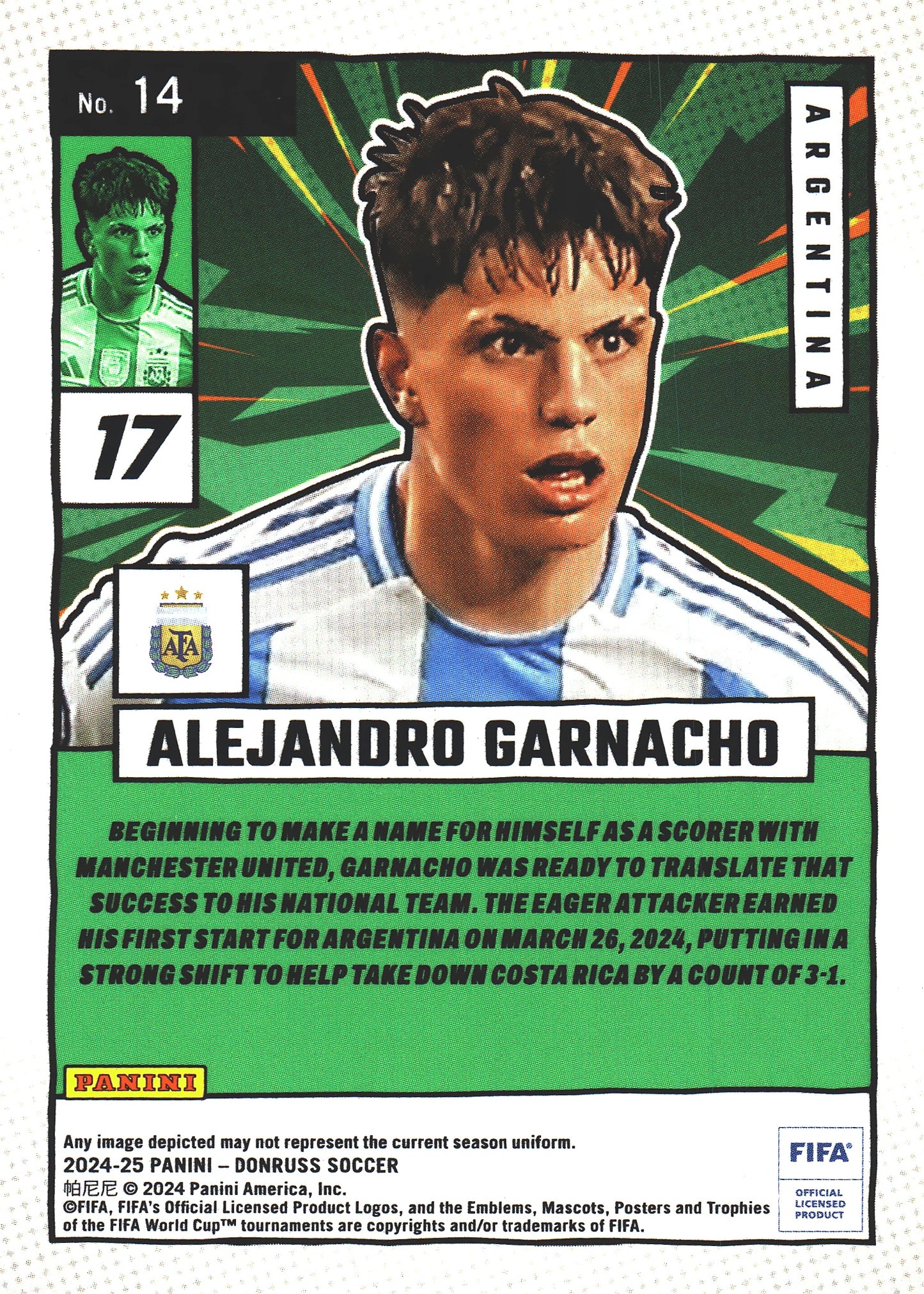 2024 Panini Donruss Net Marvels Silver Alejandro Garnacho #14 Argentina