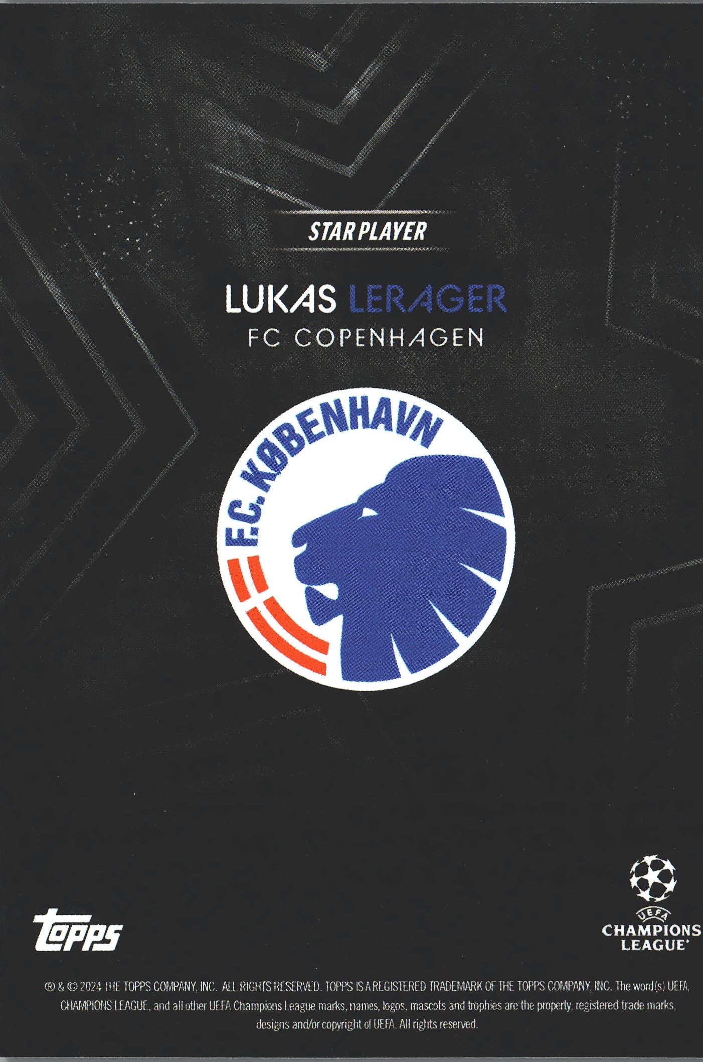 2023 Topps Knockout UCC Lukas Lerager STP FC Copenhagen