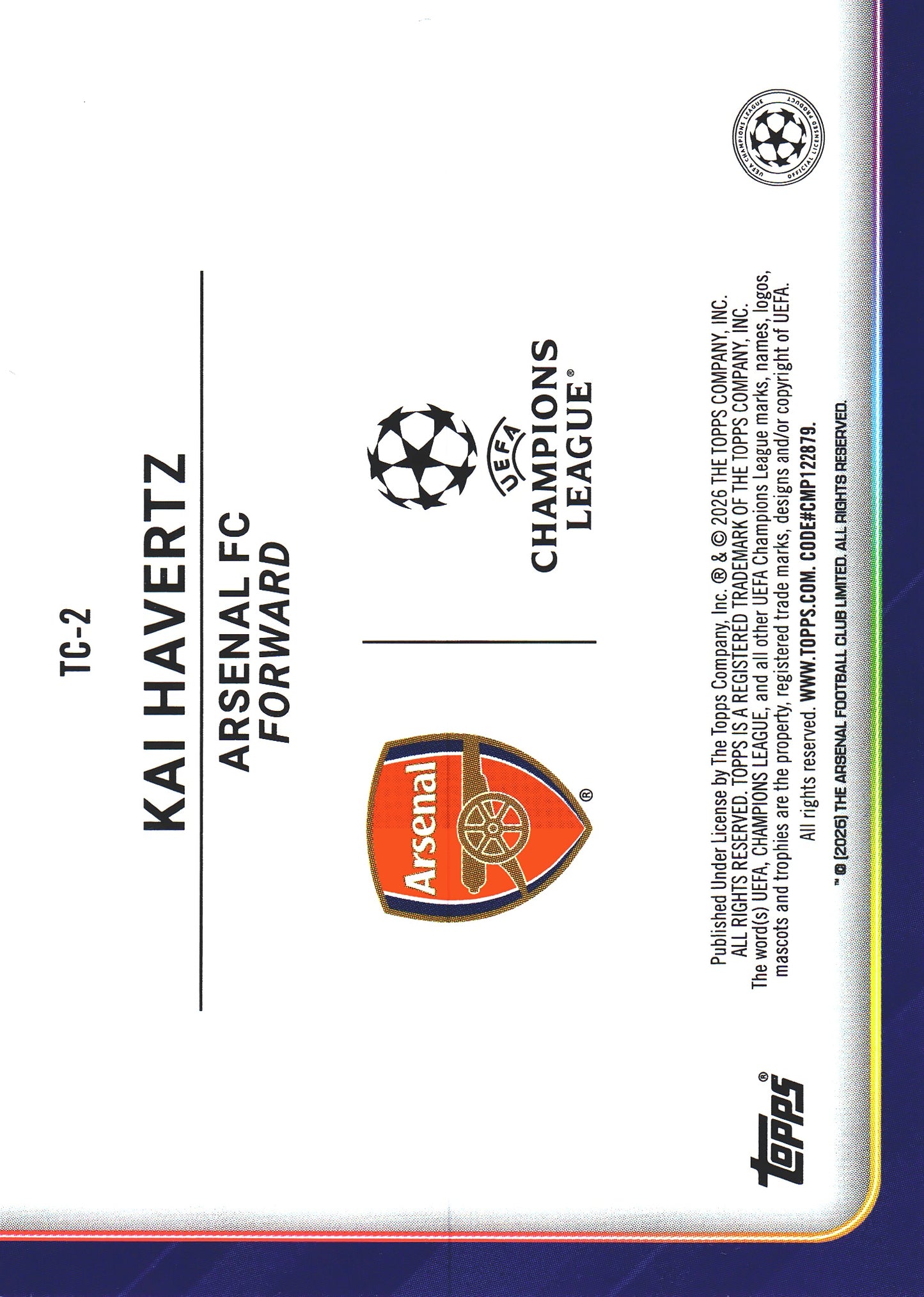 2025 Topps UCC Trophy Chasers Kai Havertz #TC-2 Arsenal FC