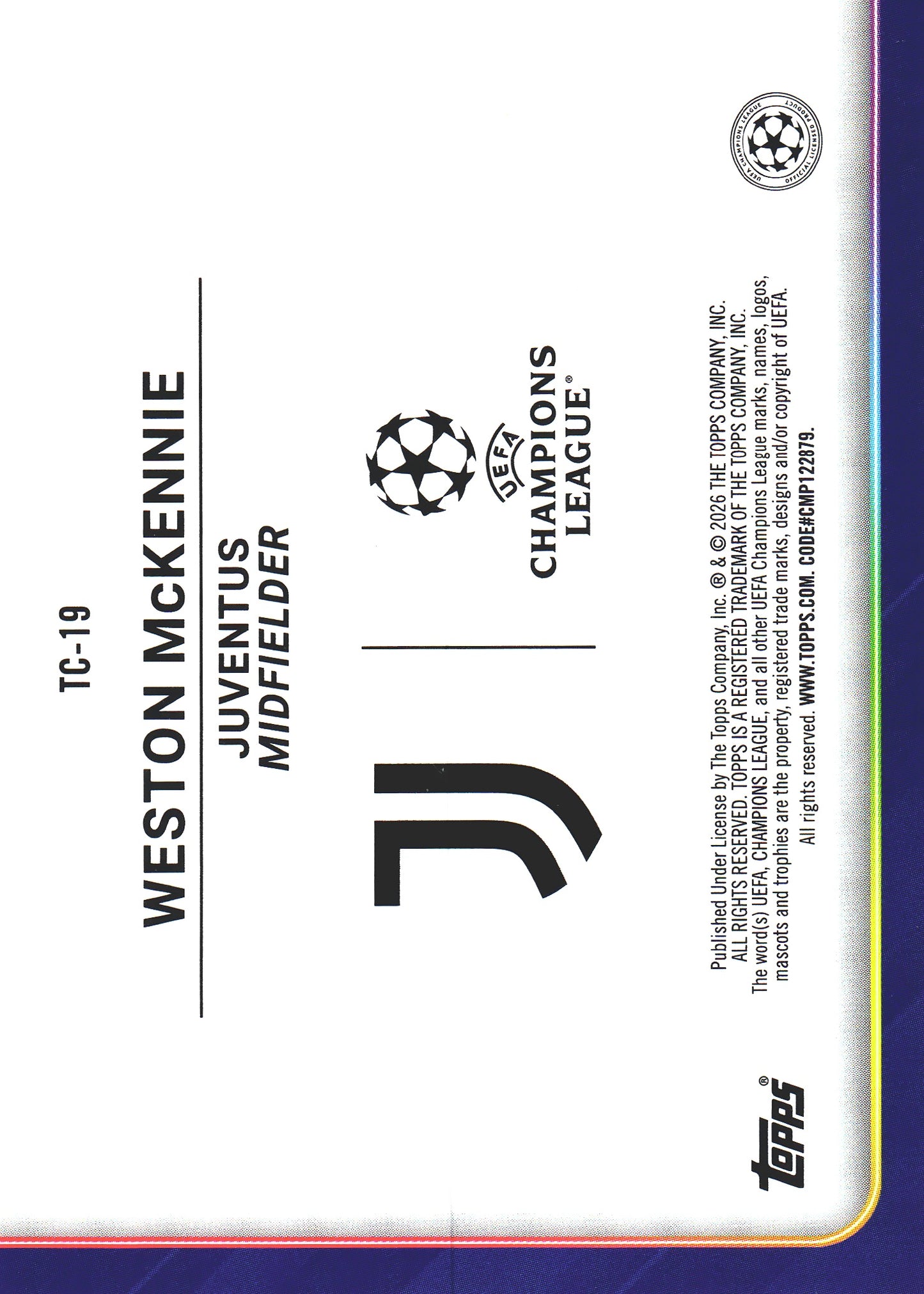 2025 Topps UCC Trophy Chasers Weston McKennie #TC-19 Juventus