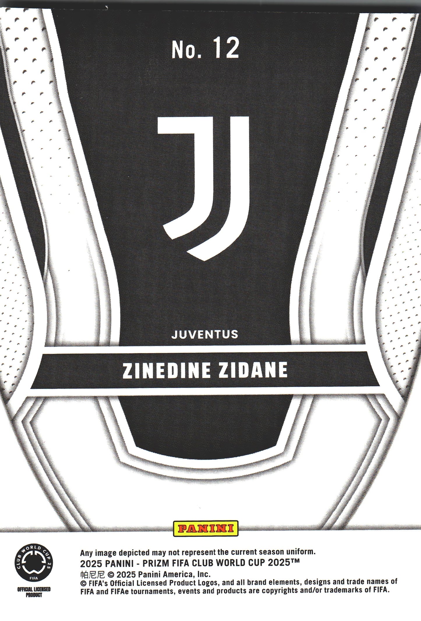 2025 Panini Prizm Club World Cup Legendary Talents Zinedine Zidane #12 Juventus