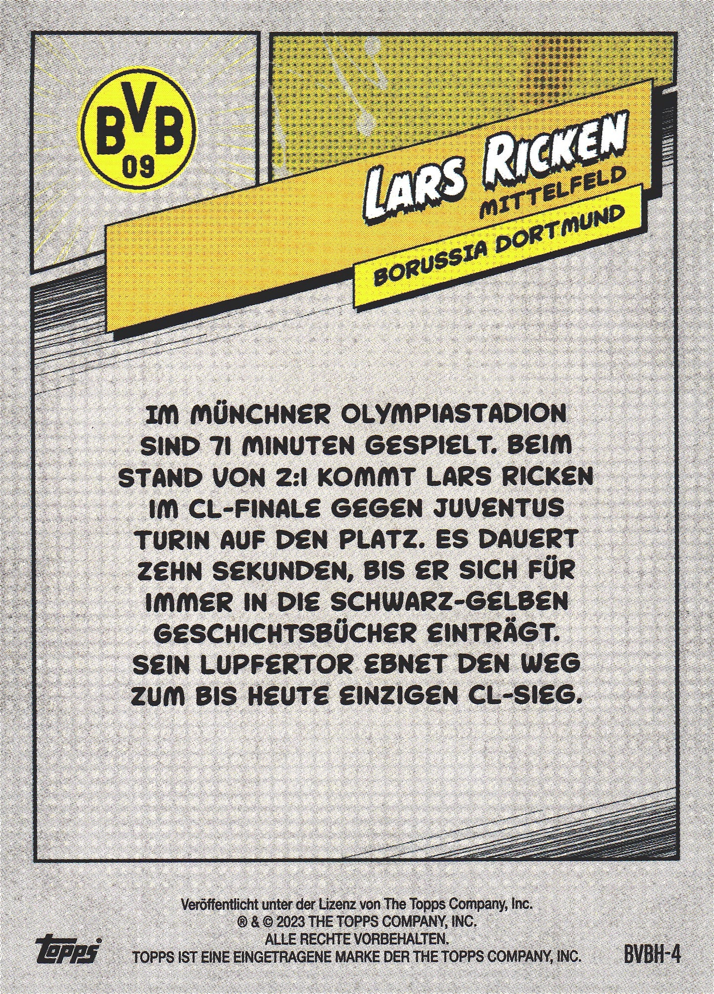 2023 Topps Dortmund Fan Set Heroes Electro Lars Ricken #BVBH-4 Borussia Dortmund