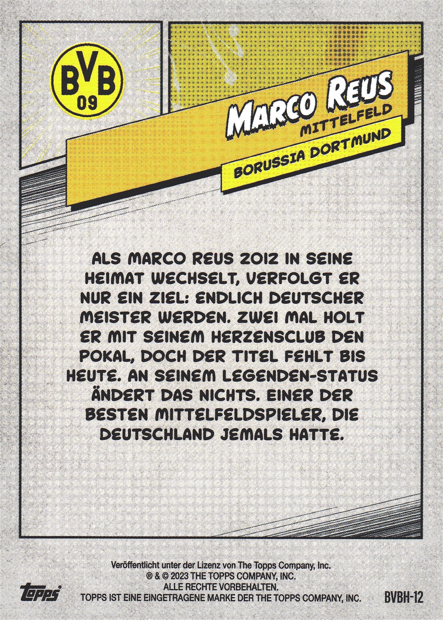 2023 Topps Dortmund Fan Set Heroes Aqua /399 Marco Reus #BVBH-12 Borussia Dortmund