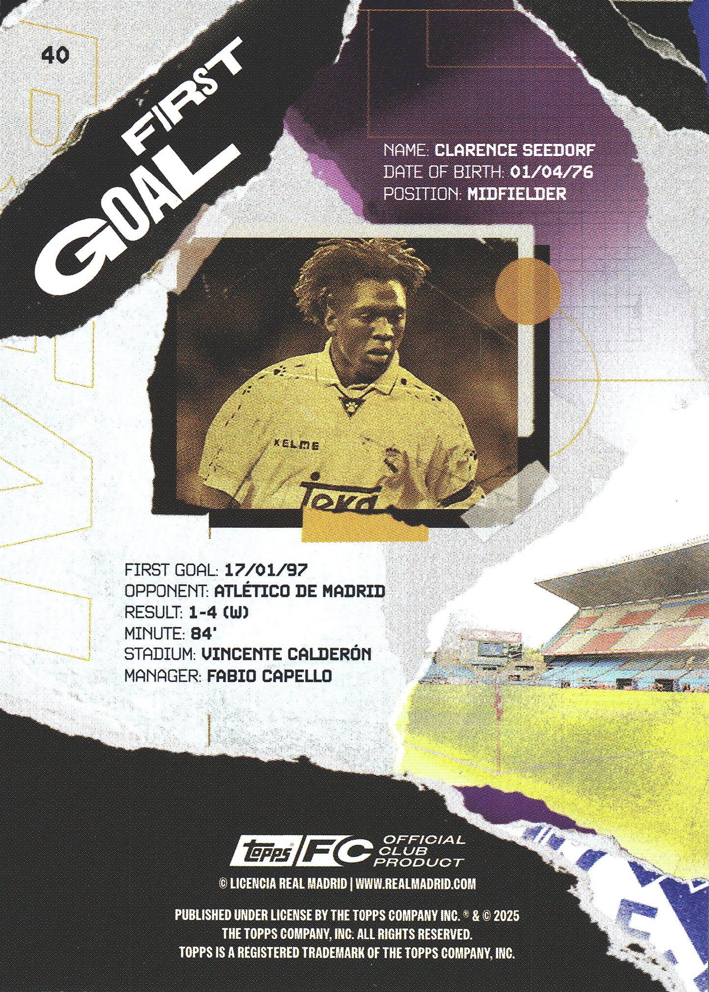 2024 Topps Real Madrid Team Set Static Foil Clarence Seedorf BE #40 Real Madrid CF