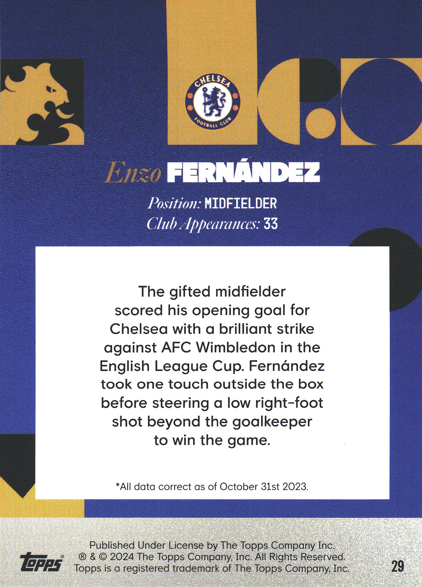 2023 Topps Chelsea Team Set Icy Enzo Fernandez KR #29 Chelsea FC