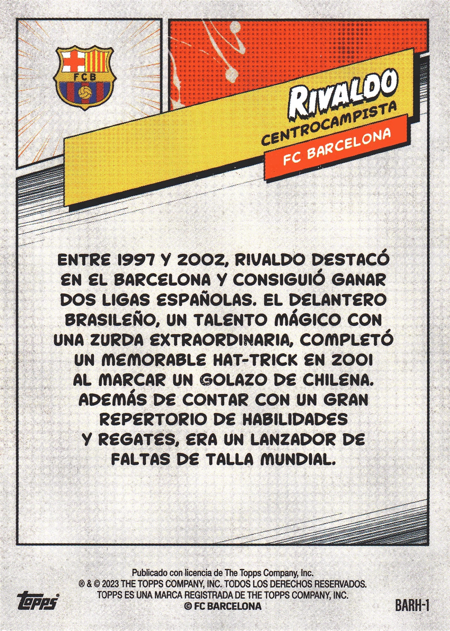 2023 Topps FC Barcelona Fan Set Heroes Rivaldo #BARH-1 FC Barcelona