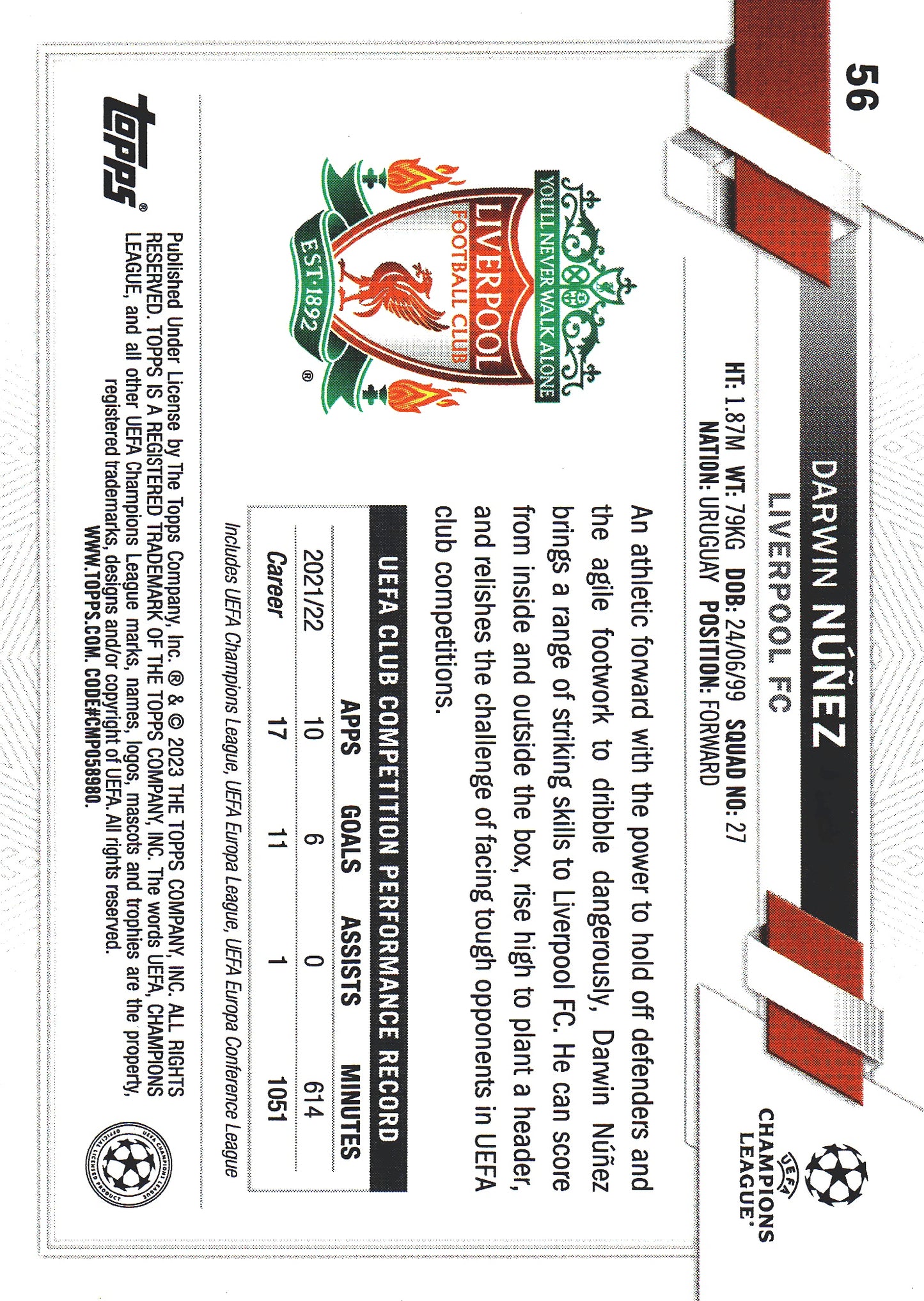 2022 Topps UCC Carnaval Darwin Nunez #56 Liverpool