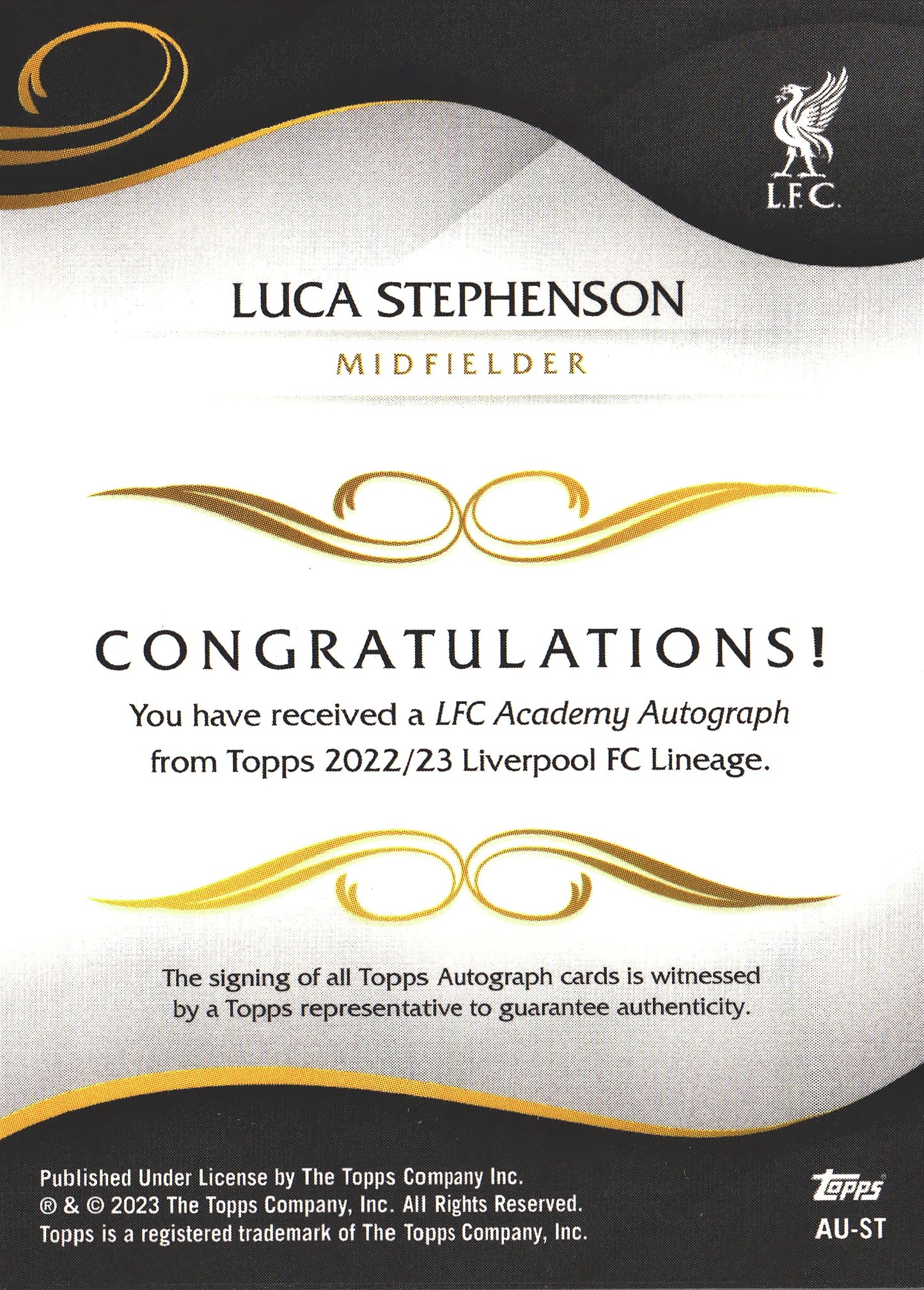 2022 Topps Lineage Liverpool Autograph Luca Stephenson RC 1st #AU-ST