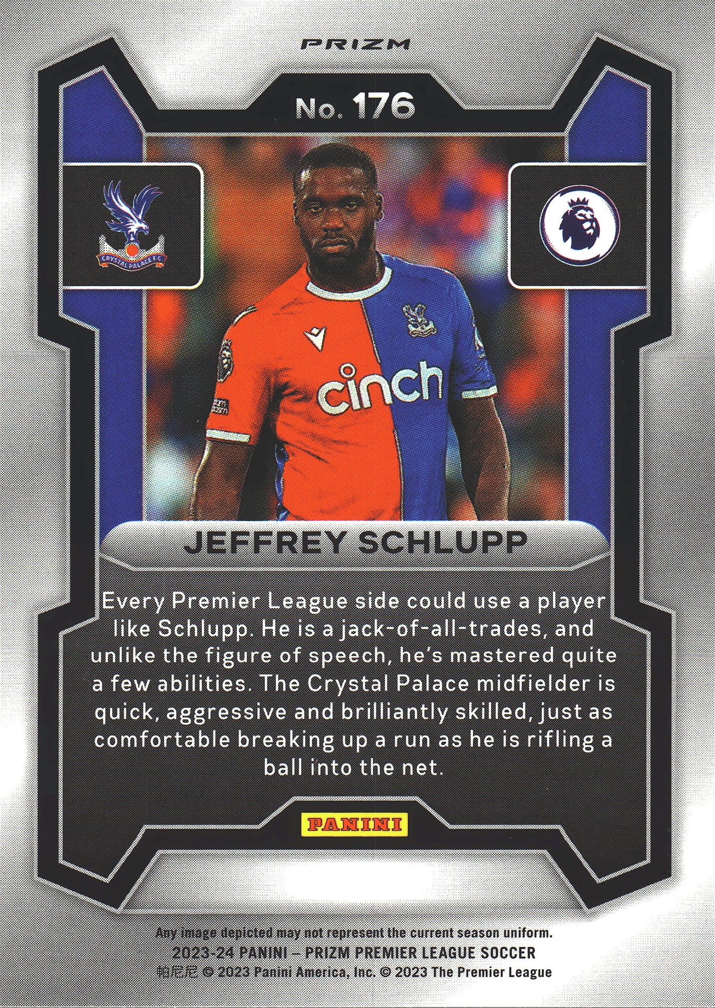 2023 Panini Prizm Premier League Pink Mosaic Jeffrey Schlupp #176 Crystal Palace