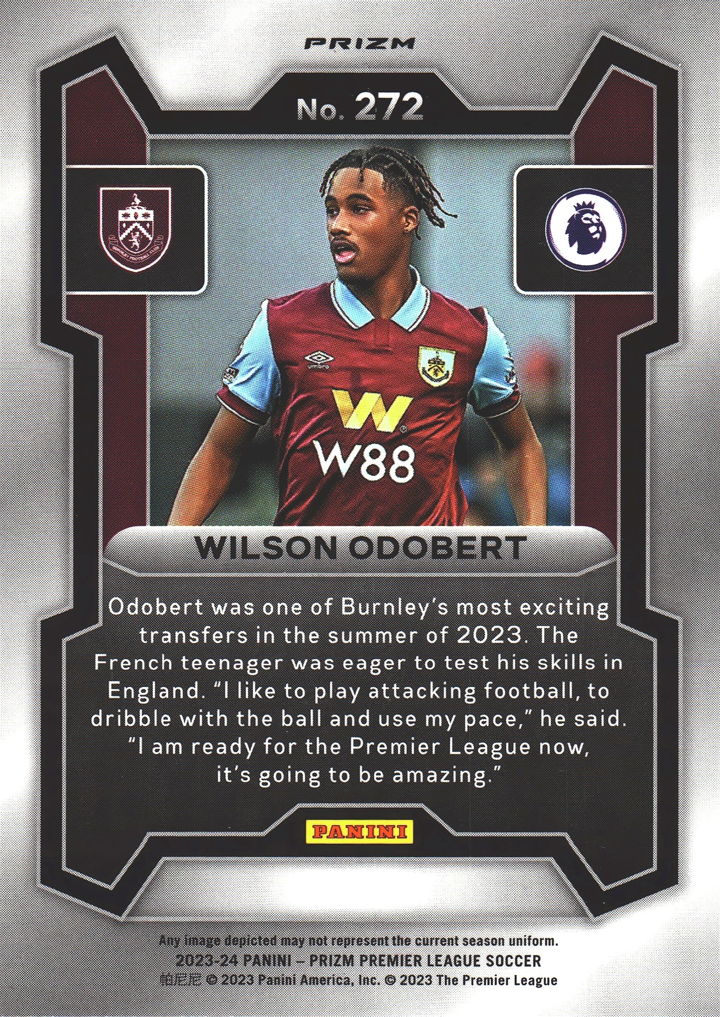 2023 Panini Prizm Premier League Pink Mosaic Wilson Odobert RC #272 Burnley