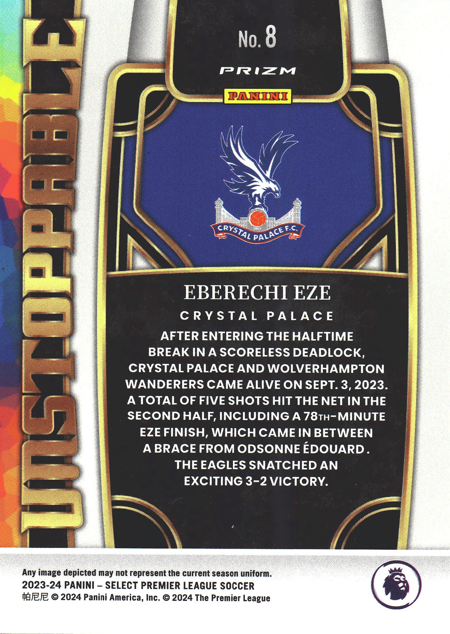 2023 Panini Select Premier League Unstoppable Eberechi Eze #8 Crystal Palace