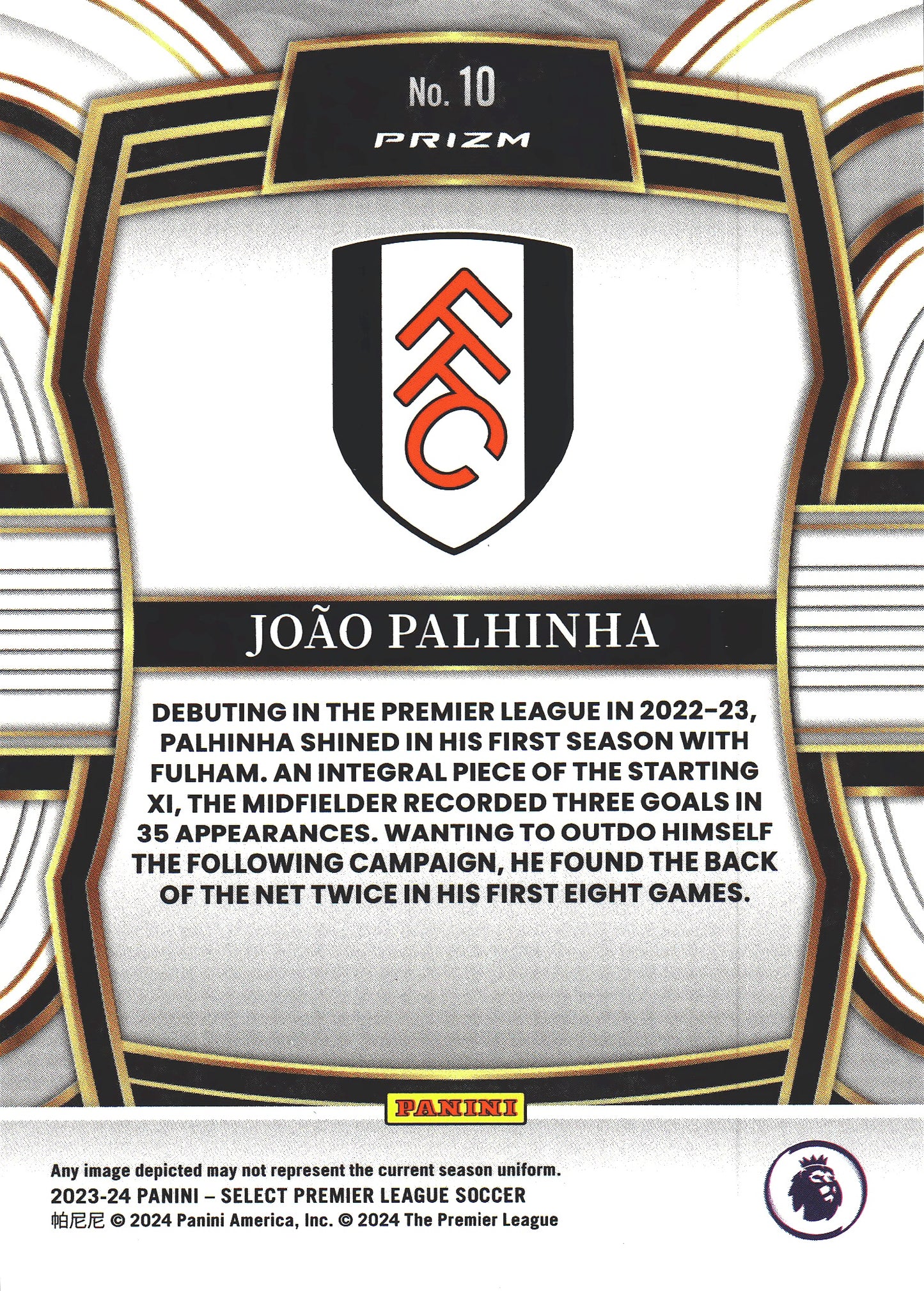 2023 Panini Select Premier League Equalizers Joao Palhinha #10 Fulham