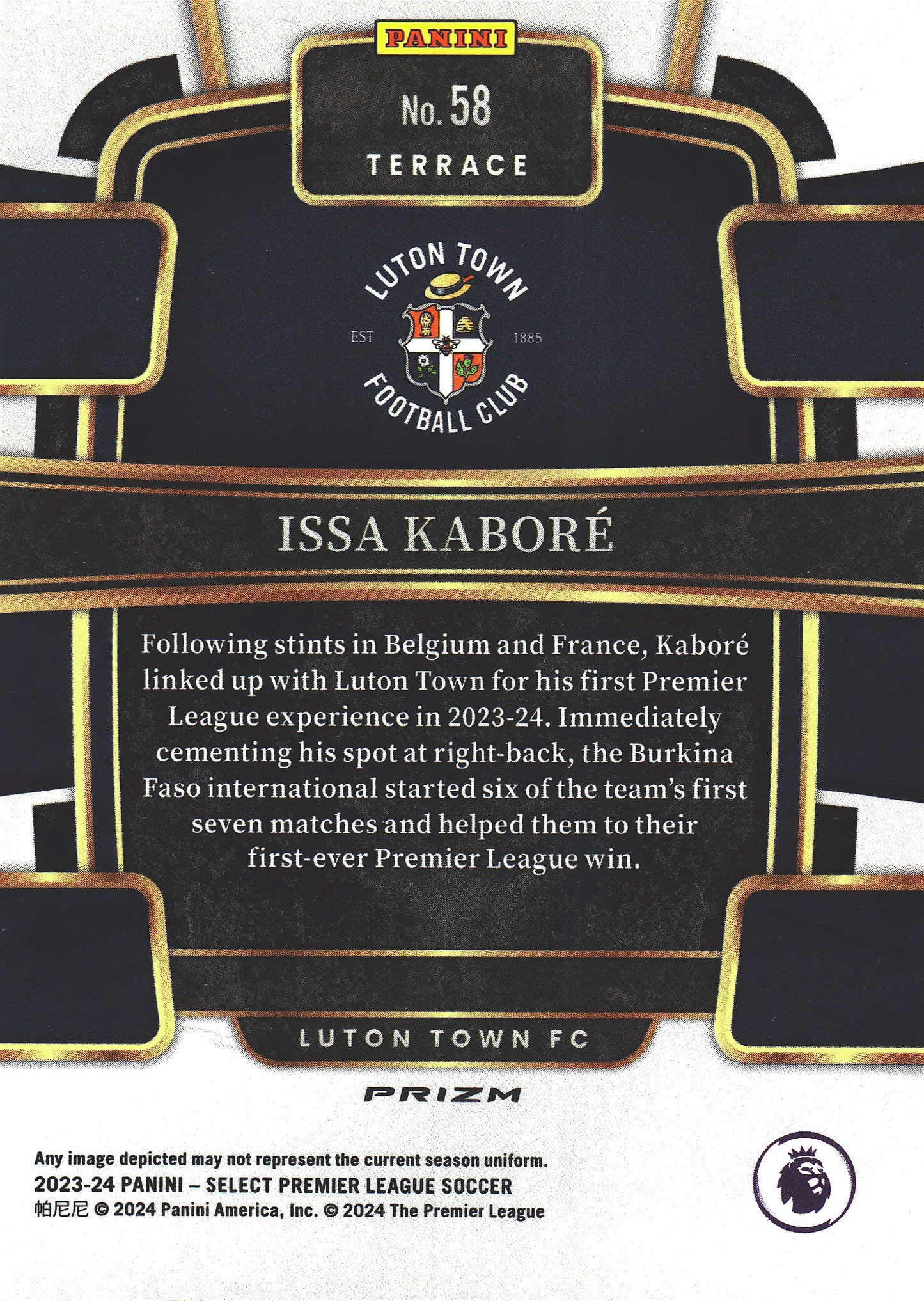 2023 Panini Select Premier League Silver Issa Kabore #58 Luton Town