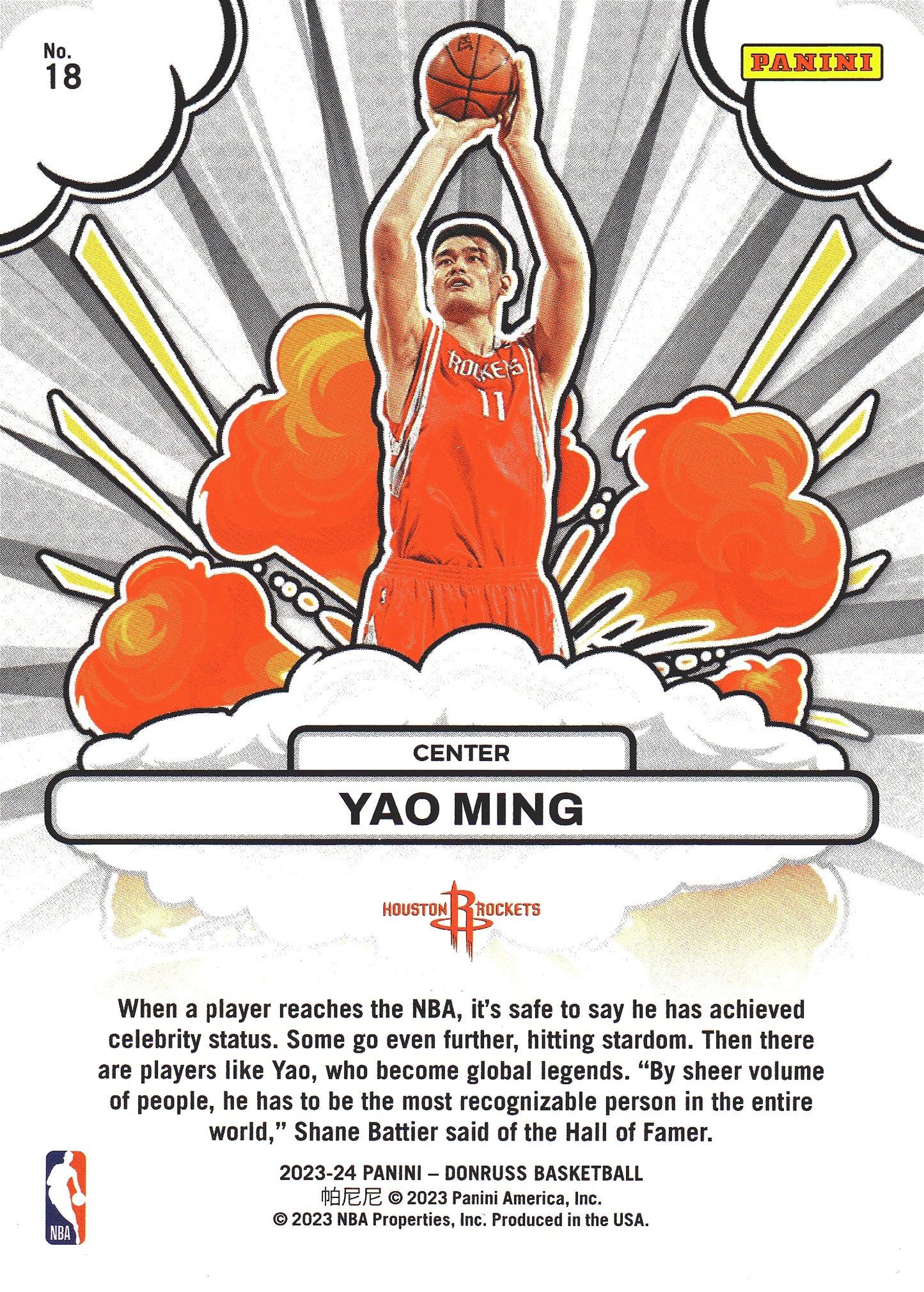 2023 Panini Donruss Bomb Squad Yao Ming #18 Houston Rockets