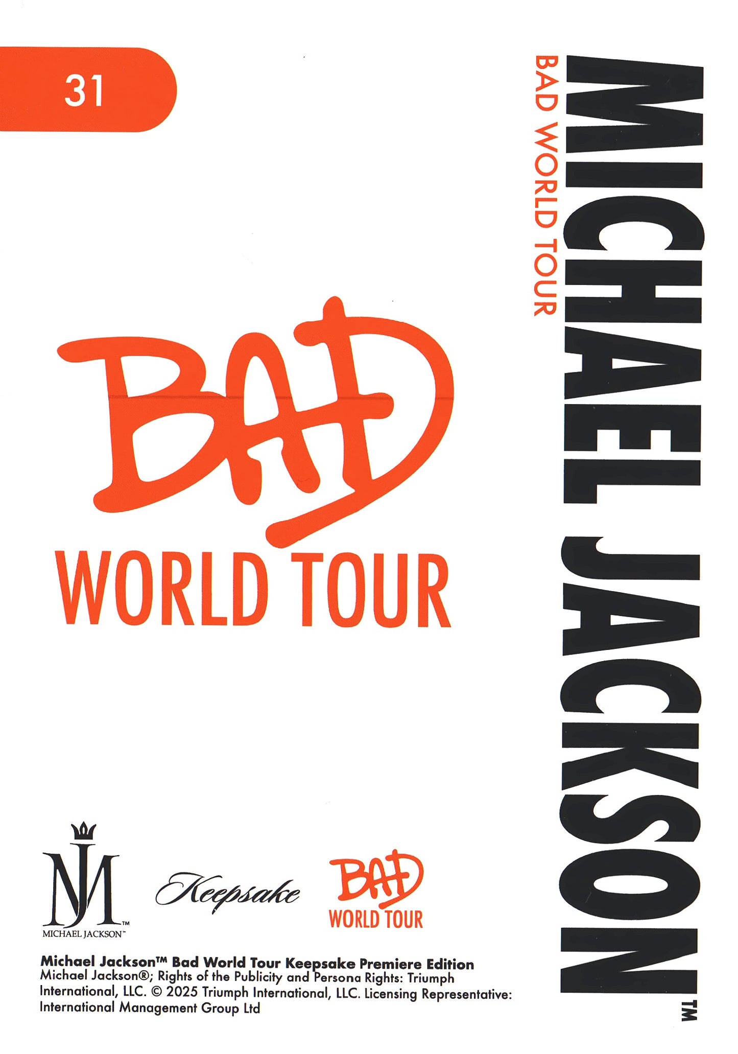 2026 Keepsake Michael Jackson Bad World Tour Spotlight #31