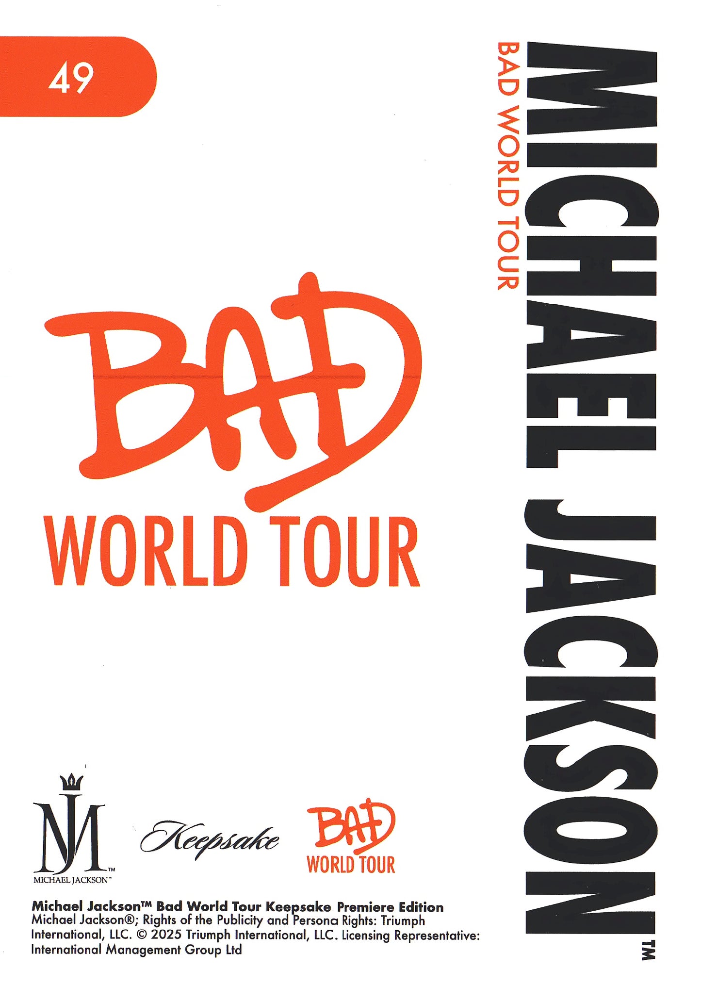 2026 Keepsake Michael Jackson Bad World Tour Spotlight #49
