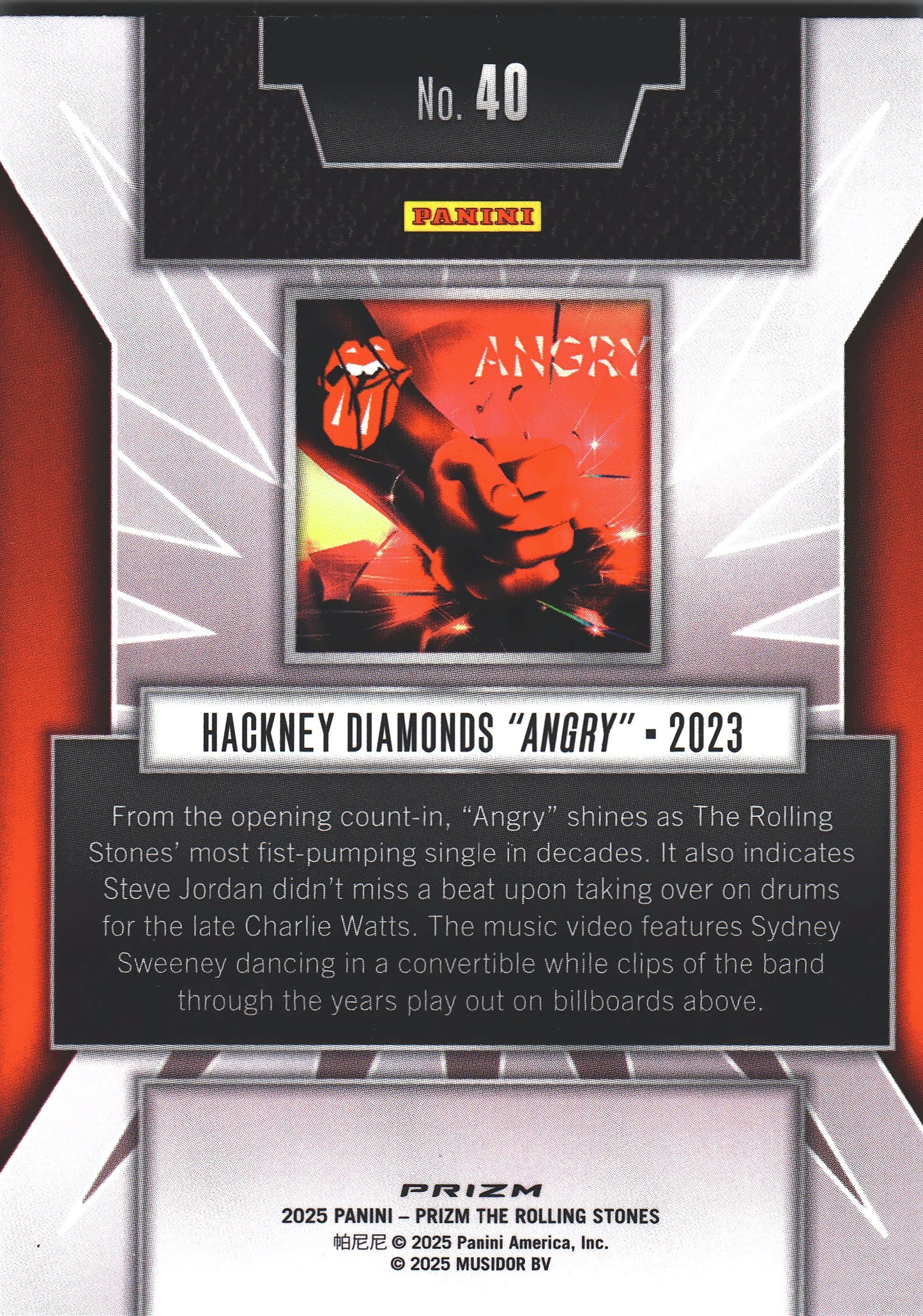 2025 Panini Prizm The Rolling Stones Singles Artwork Silver Hackney Diamonds - Angry #40