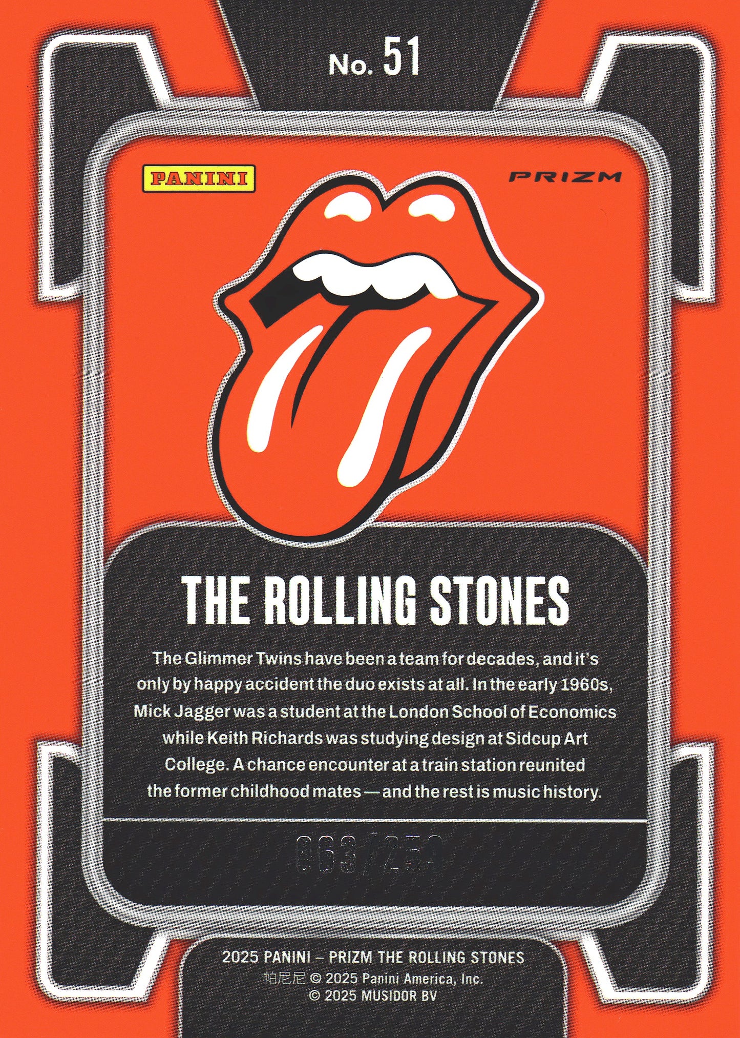 2025 Panini Prizm The Rolling Stones Orange Wave /259 Ronnie Wood #47 The Rolling Stones