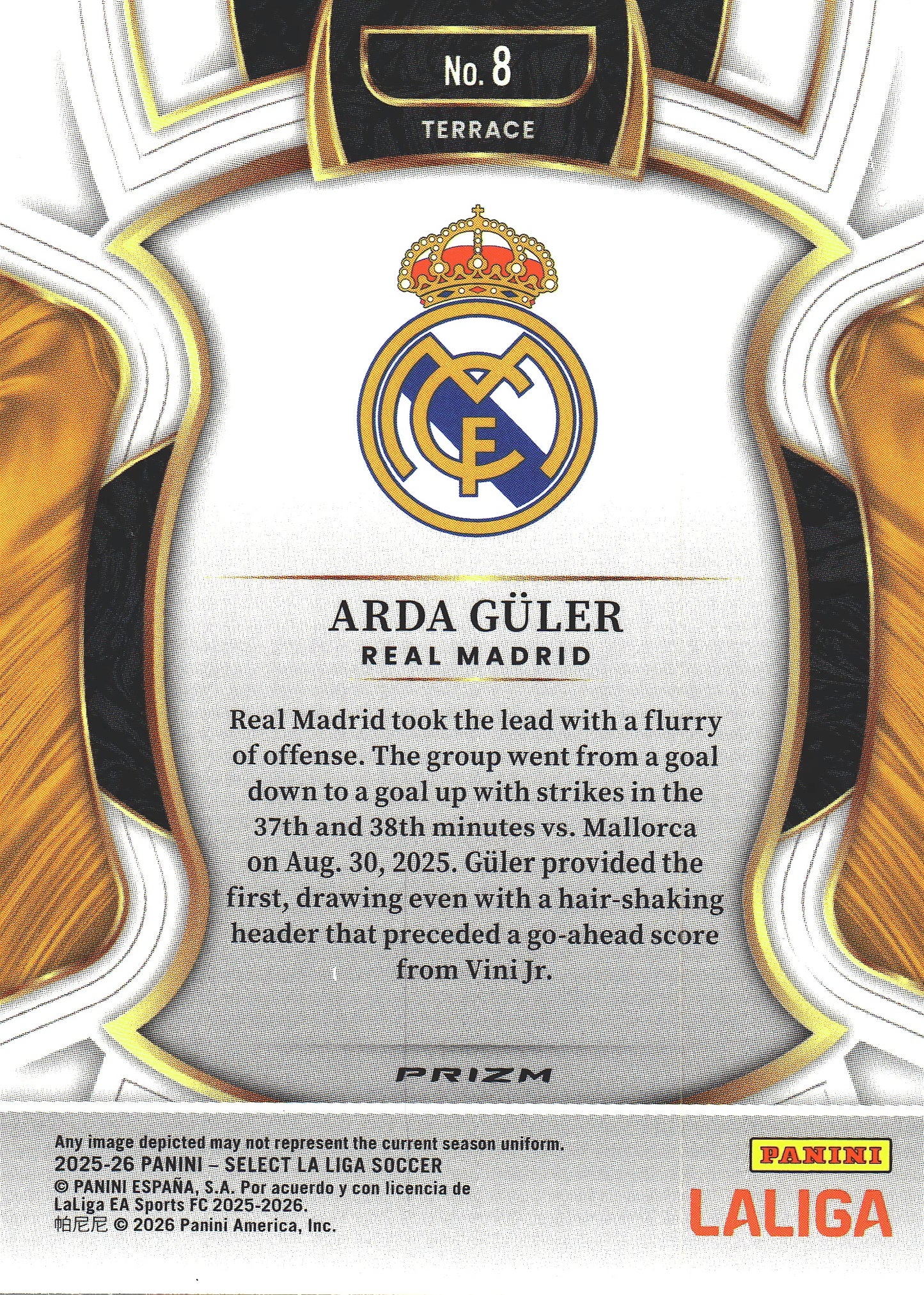2025 Panini Select La Liga Arda Güler Silver #8 Real Madrid