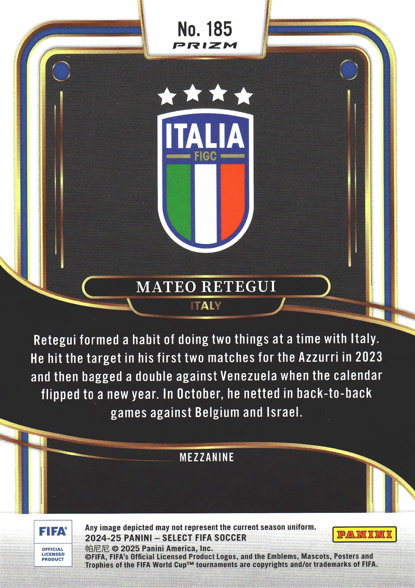 2024 Panini Select FIFA Mateo Retegui Blue White Red #185 Italy