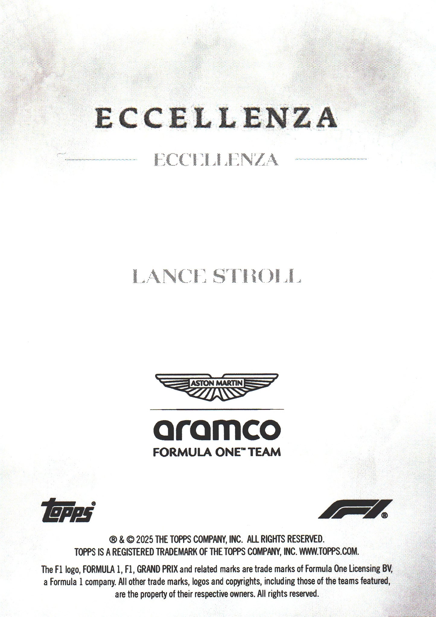 2025 Topps Eccellenza Formula 1 Lance Stroll /75 Aston Martin F1
