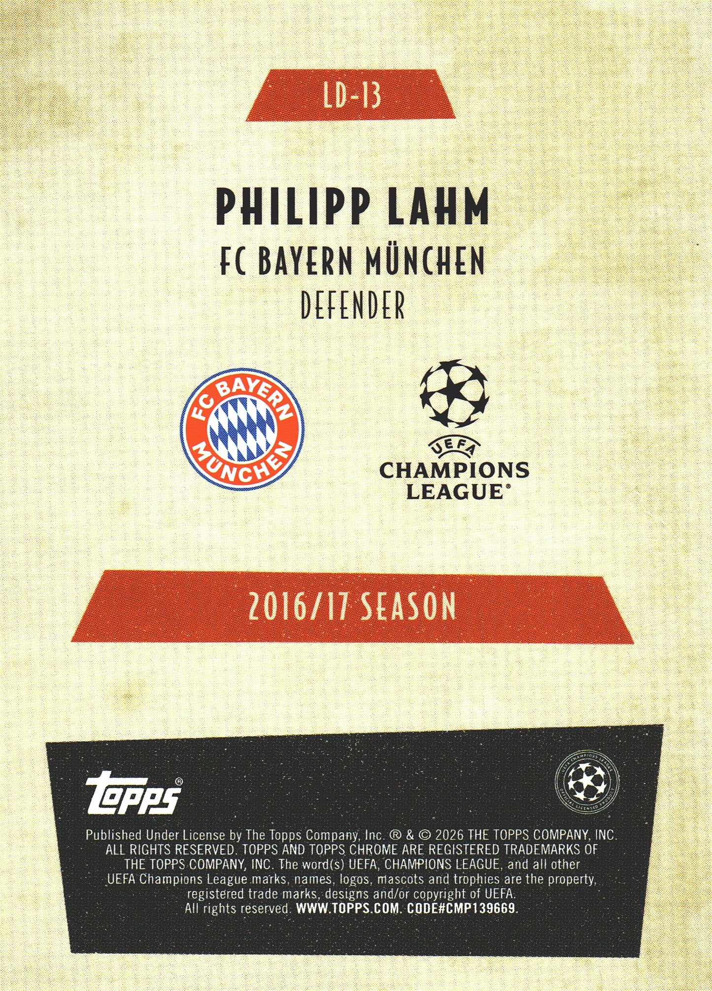 2025 Topps Chrome UCC Last Dance Gold /50 Philipp Lahm #LD-13 Bayern Munich