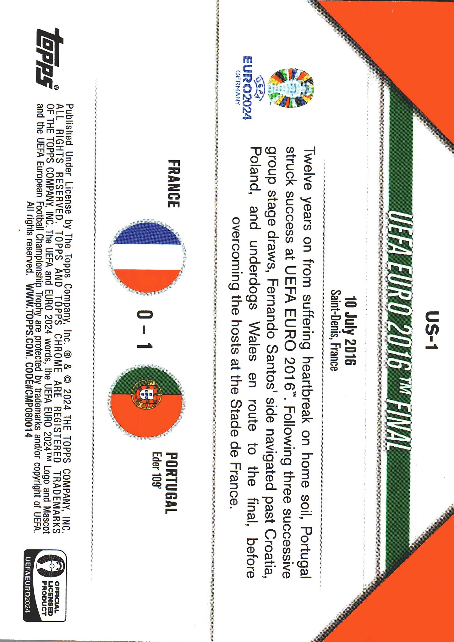 2024 Topps Chrome EURO Ultimate Showdown Portugal Champions 2016 #US-1