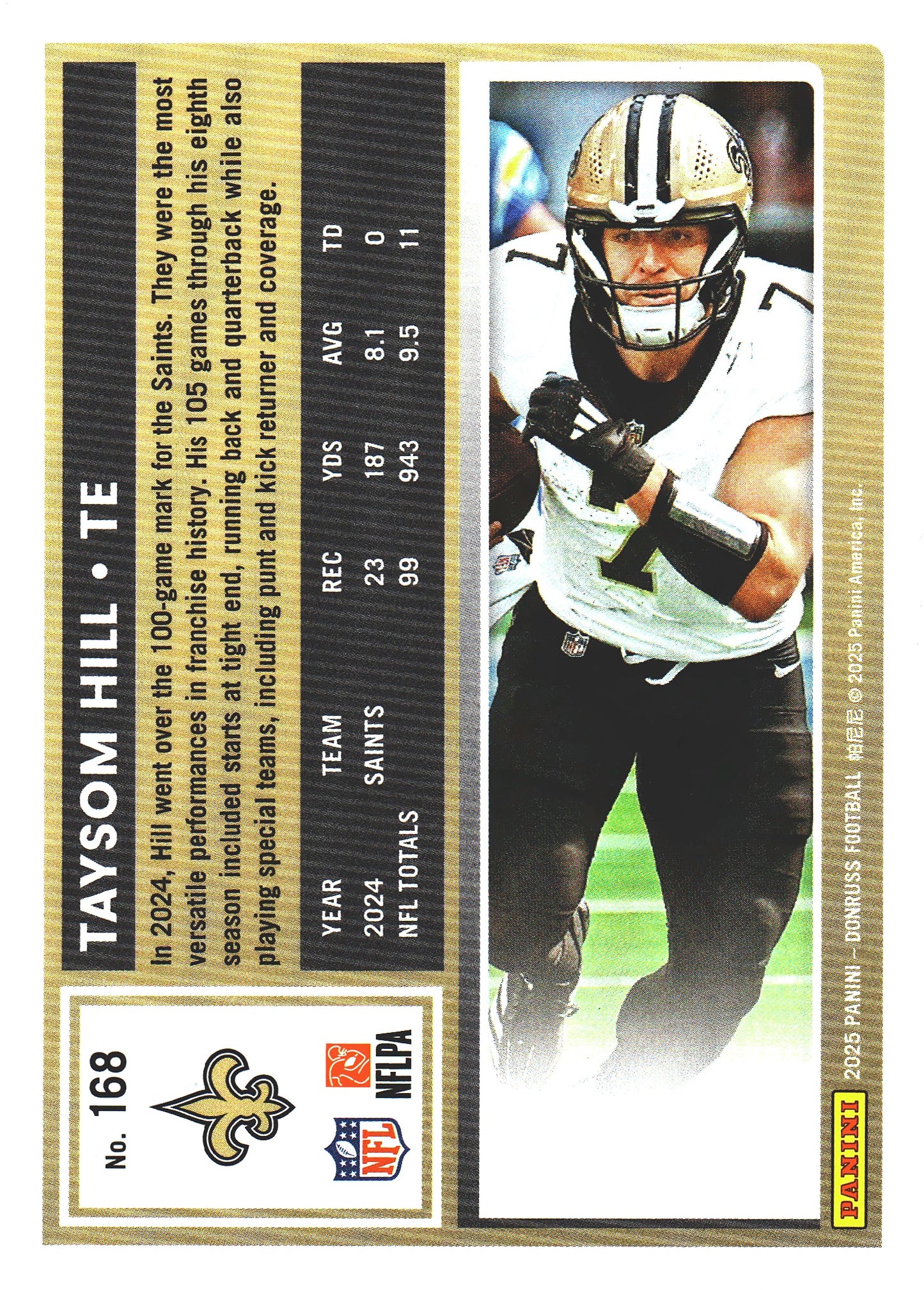 2025 Panini Donruss Press Proofs Red Taysom Hill #168 New Orleans Saints