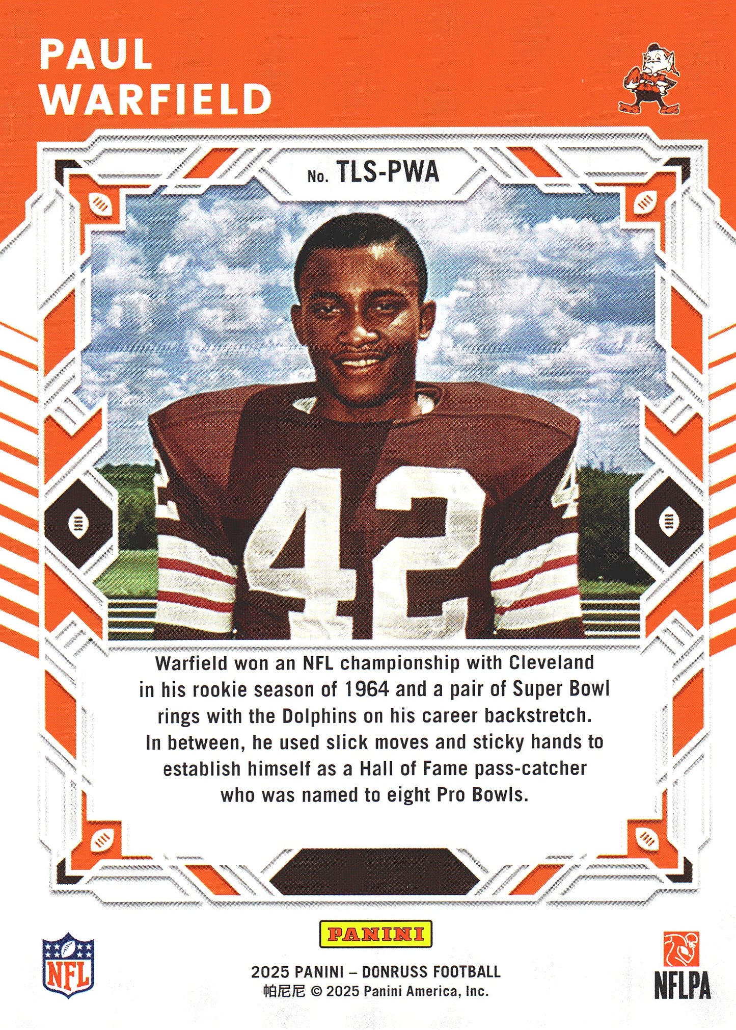 2025 Panini Donruss Legend Series Paul Warfield #TLS-PWA Cleveland Browns
