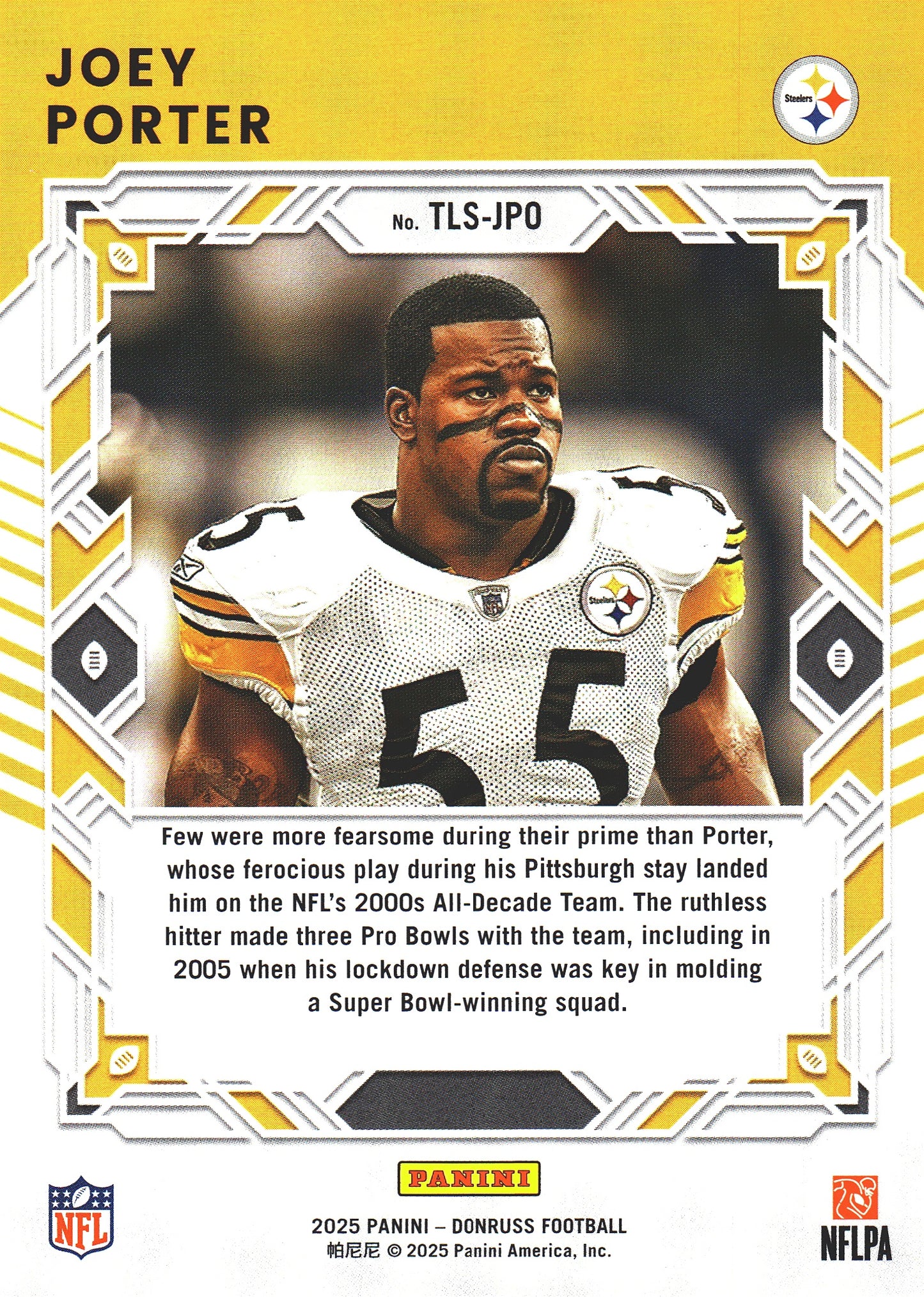 2025 Panini Donruss Legend Series Joey Porter #TLS-JPO Pittsburgh Steelers
