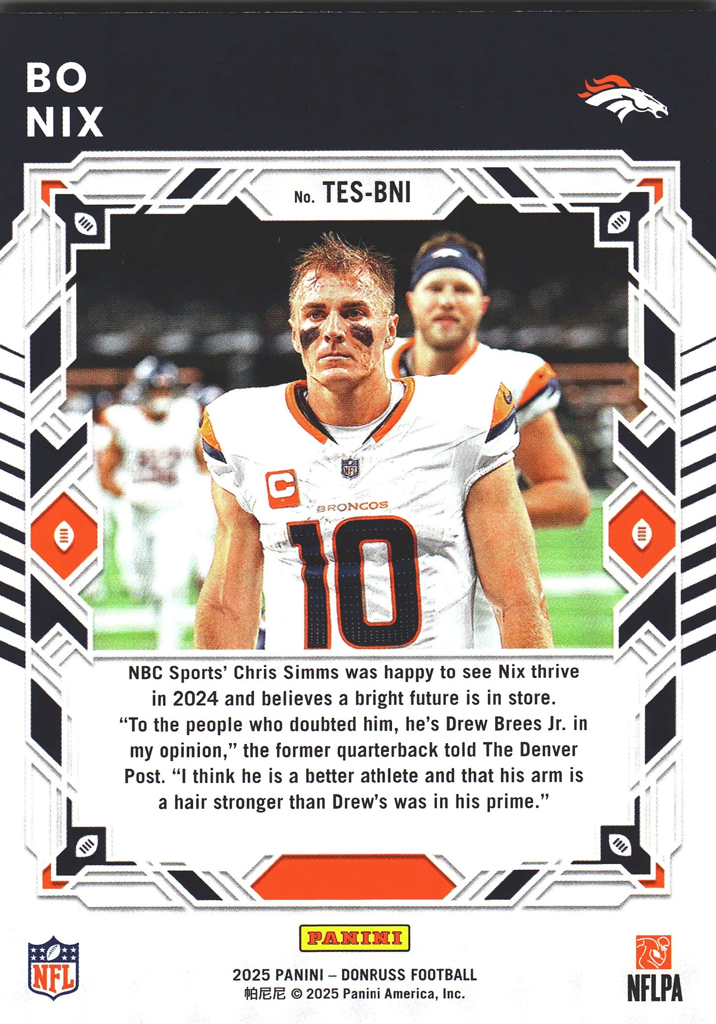 2025 Panini Donruss Elite The Elite Series Bo Nix #TES-BNI Denver Broncos