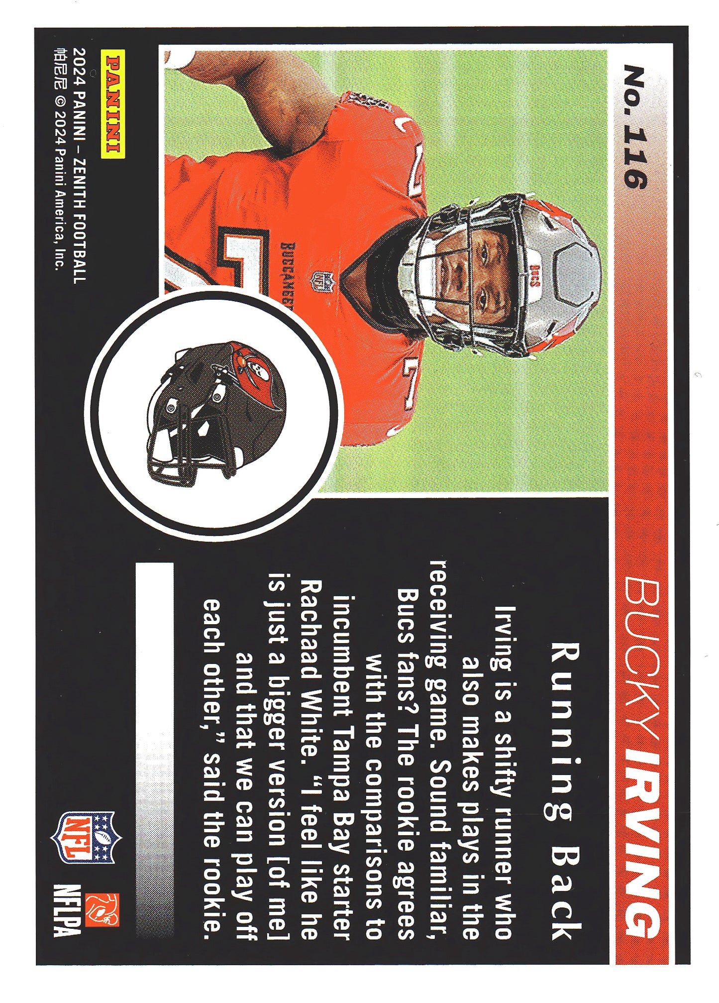 2024 Panini Zenith Bucky Irving RC #116 Tampa Bay Buccaneers