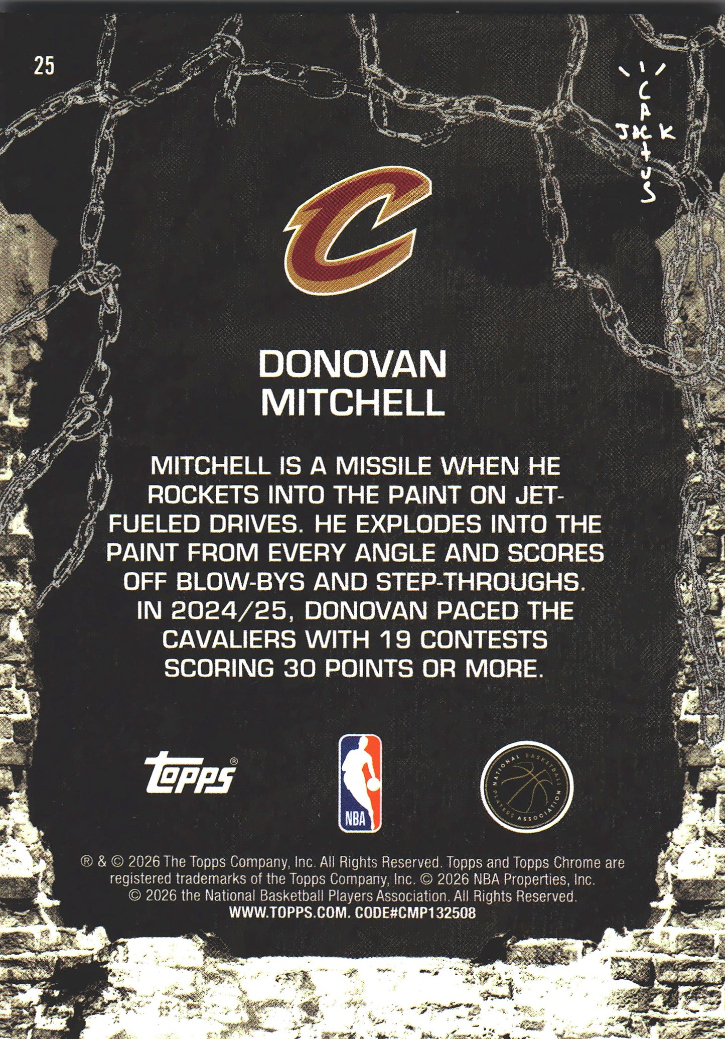 2025 Topps Chrome Cactus Jack Donovan Mitchell #25 Cleveland Cavaliers