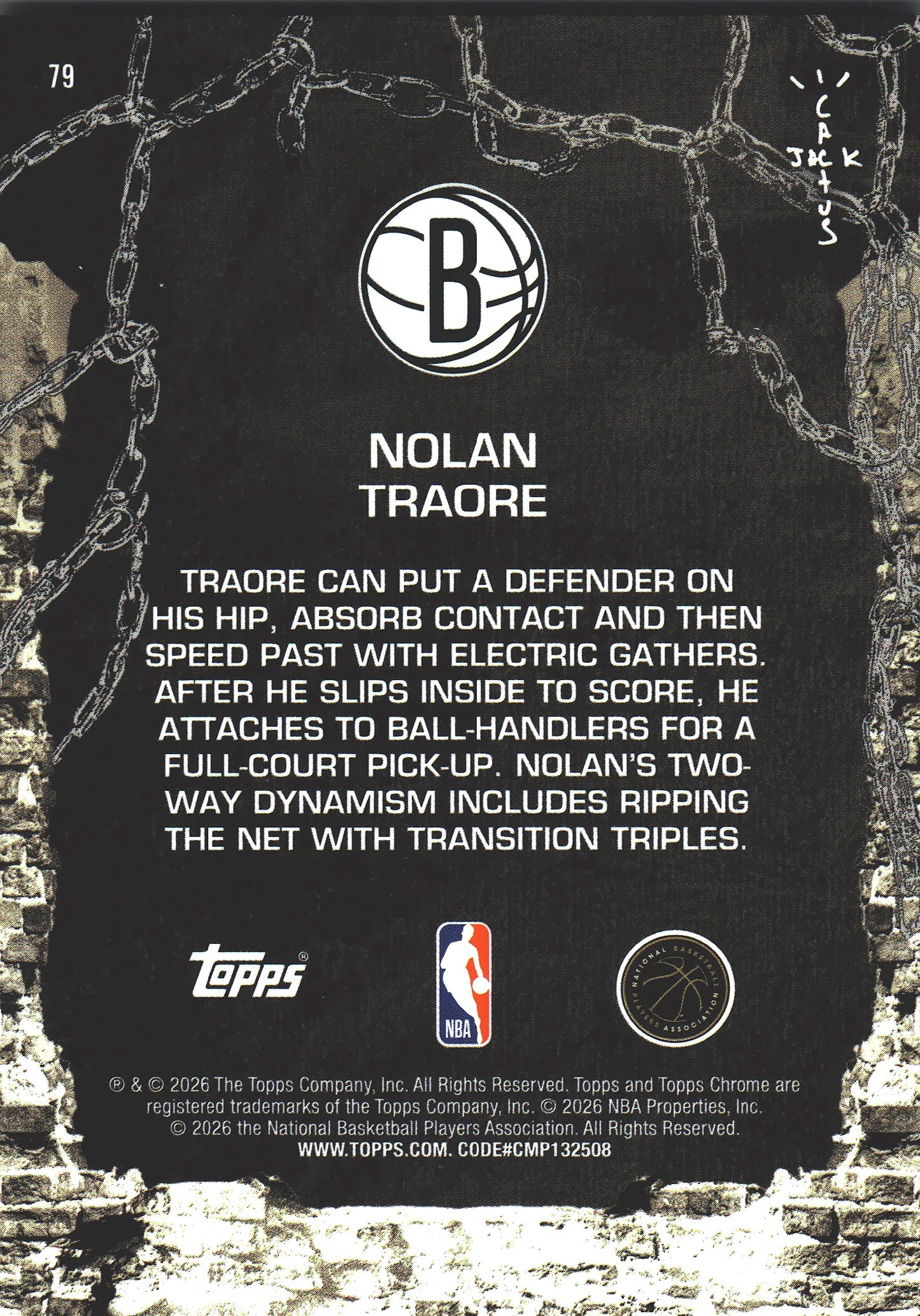 2025 Topps Chrome Cactus Jack Nolan Traore RC #79 Brooklyn Nets