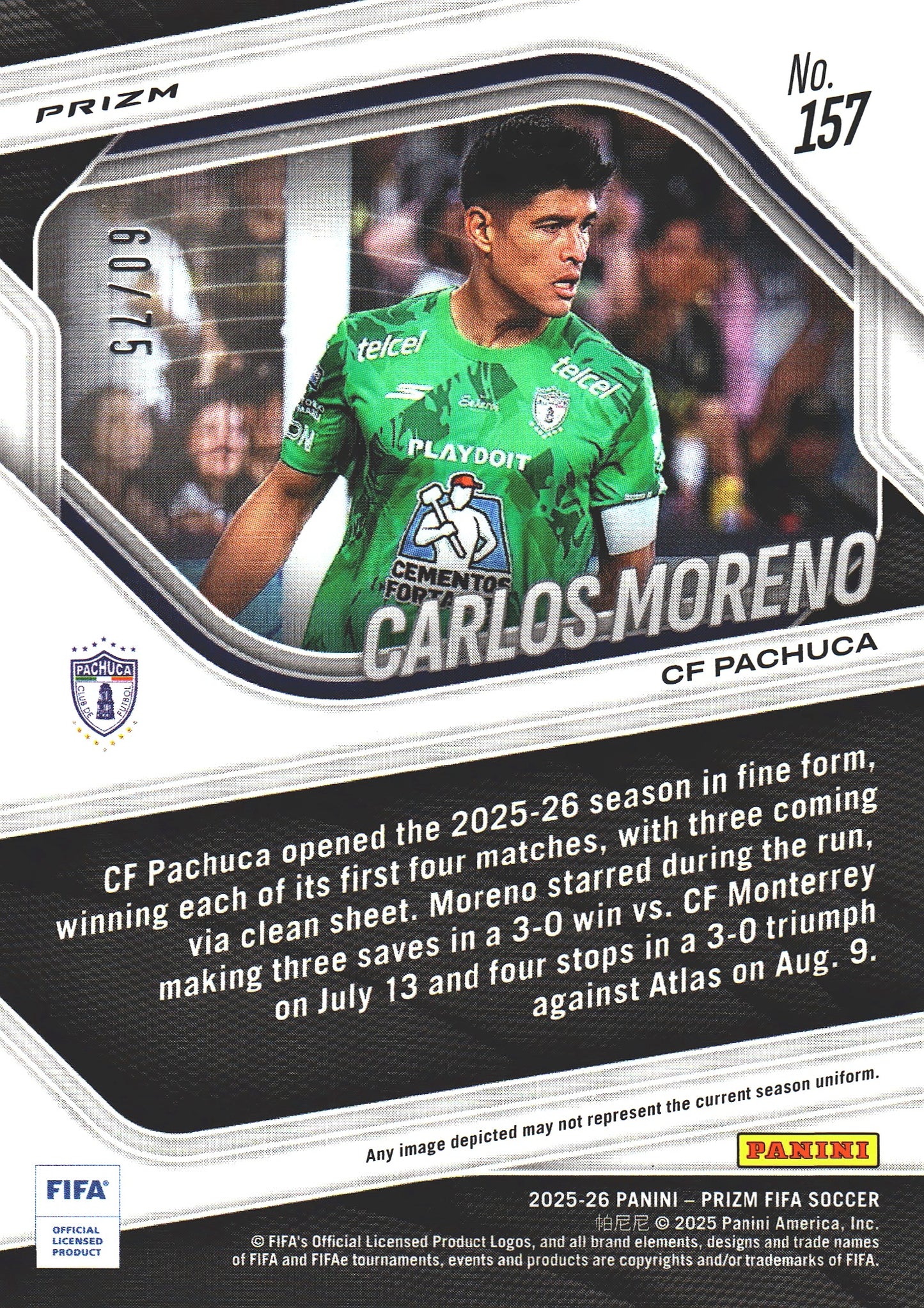 2025 Panini Prizm FIFA Pink /75 Carlos Moreno #157 CF Pachuca
